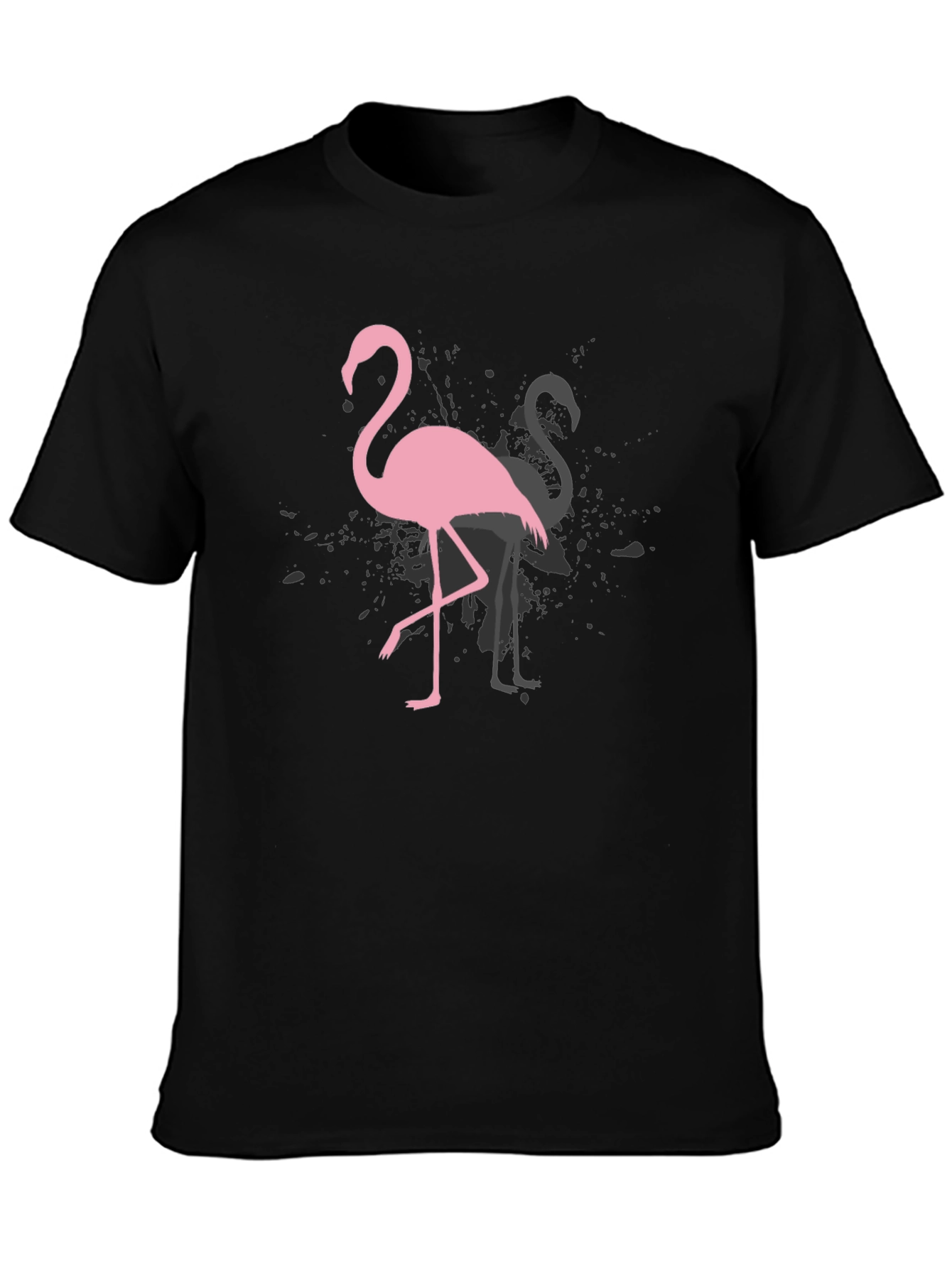 Flamingo Graphic Tee - Trendy Black T-Shirt