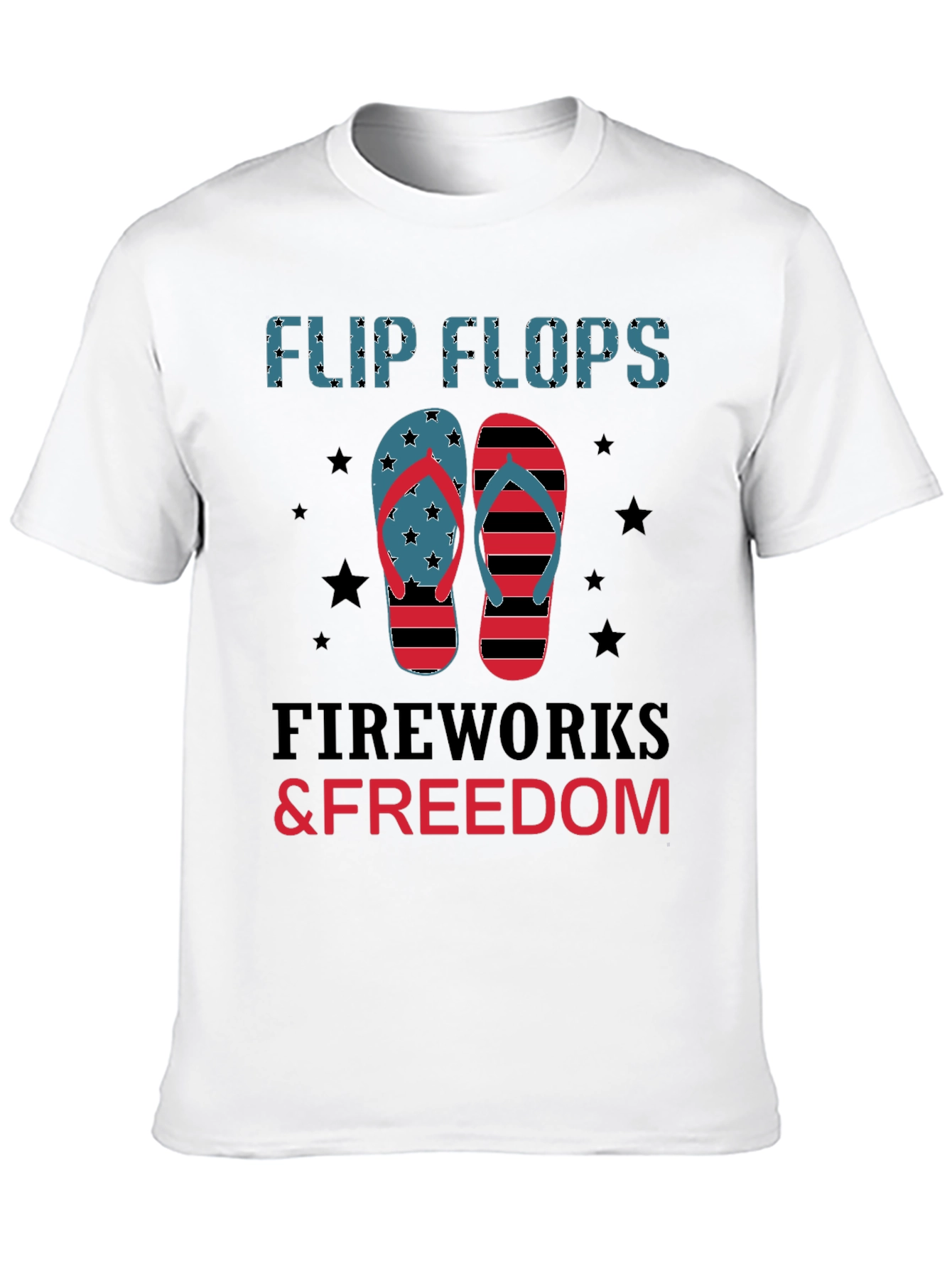 Flip Flops Fireworks & Freedom Patriotic Tee