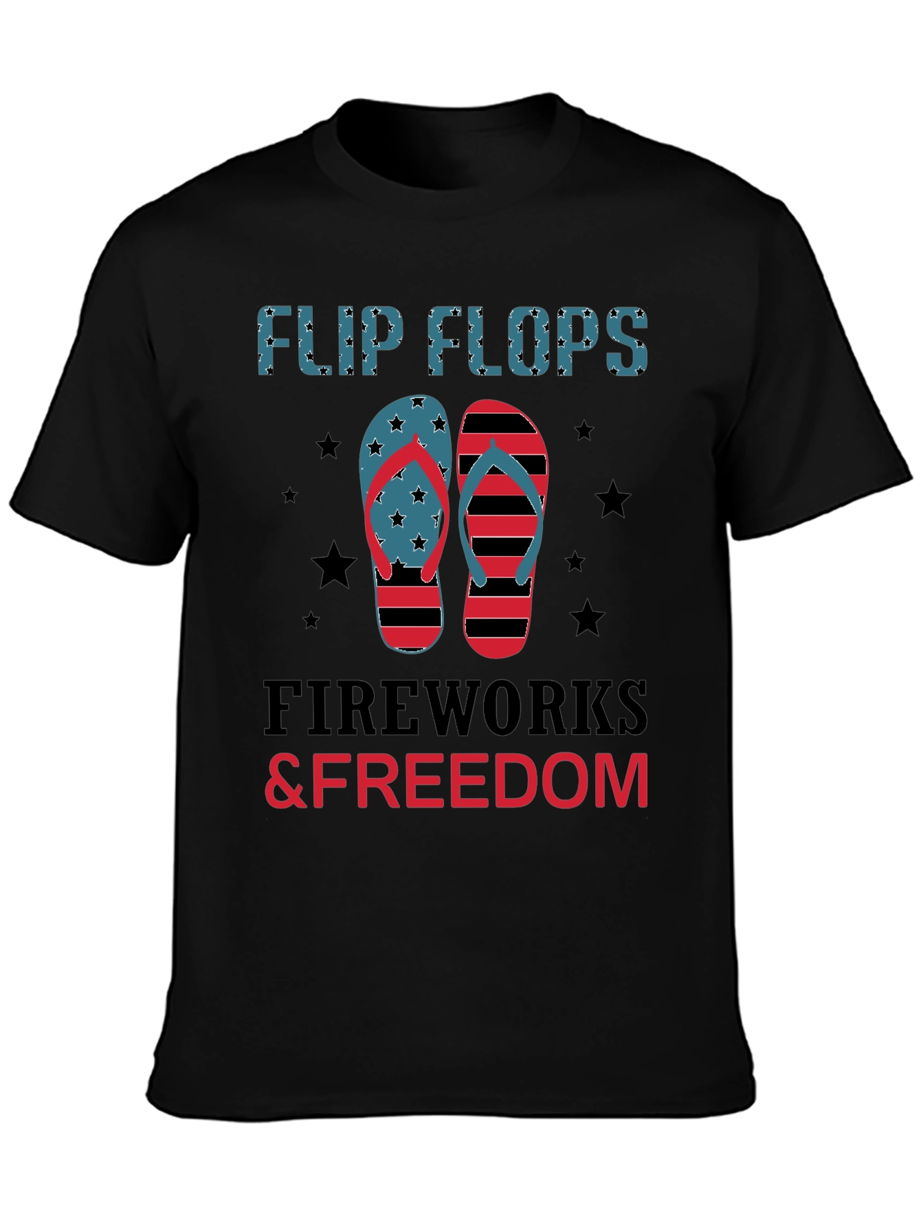 Flip Flops Fireworks & Freedom Patriotic Tee