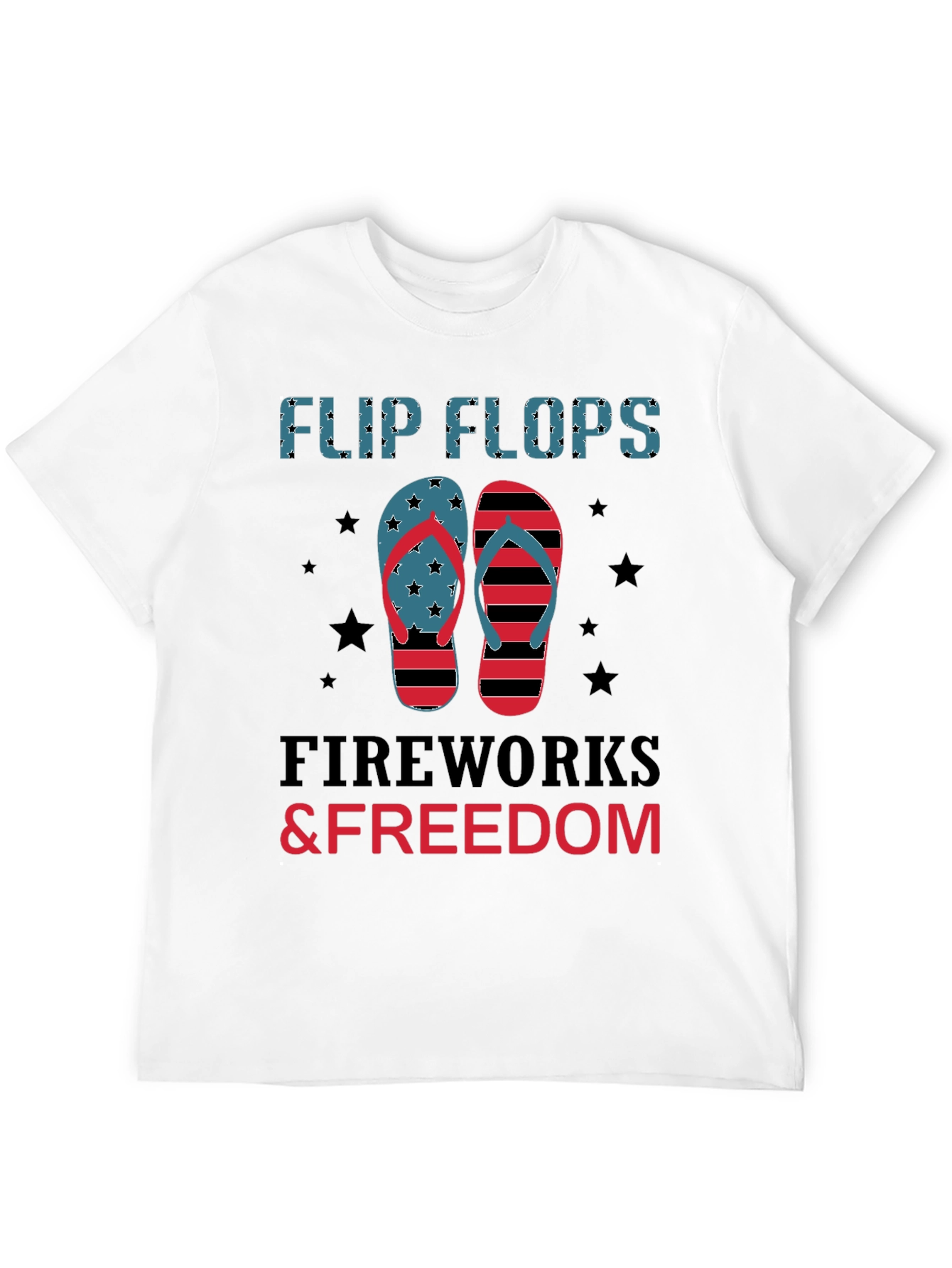 Flip Flops Fireworks & Freedom Patriotic Tee