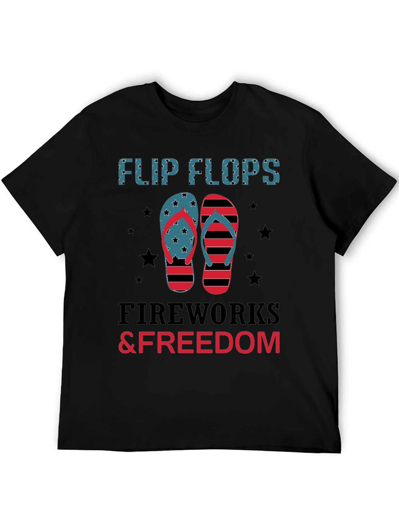 Flip Flops Fireworks & Freedom Patriotic Tee