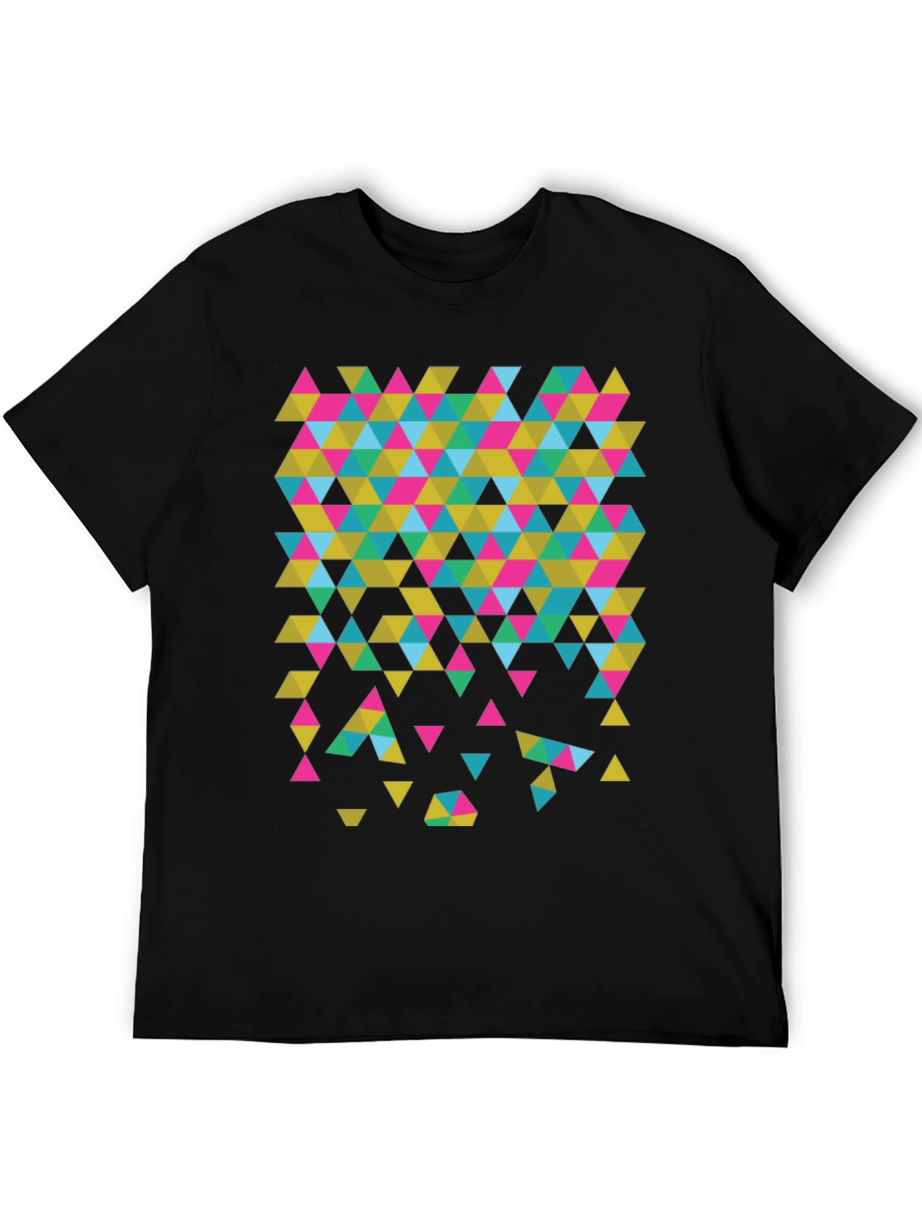 Geometric Triangle Print Black T-Shirt
