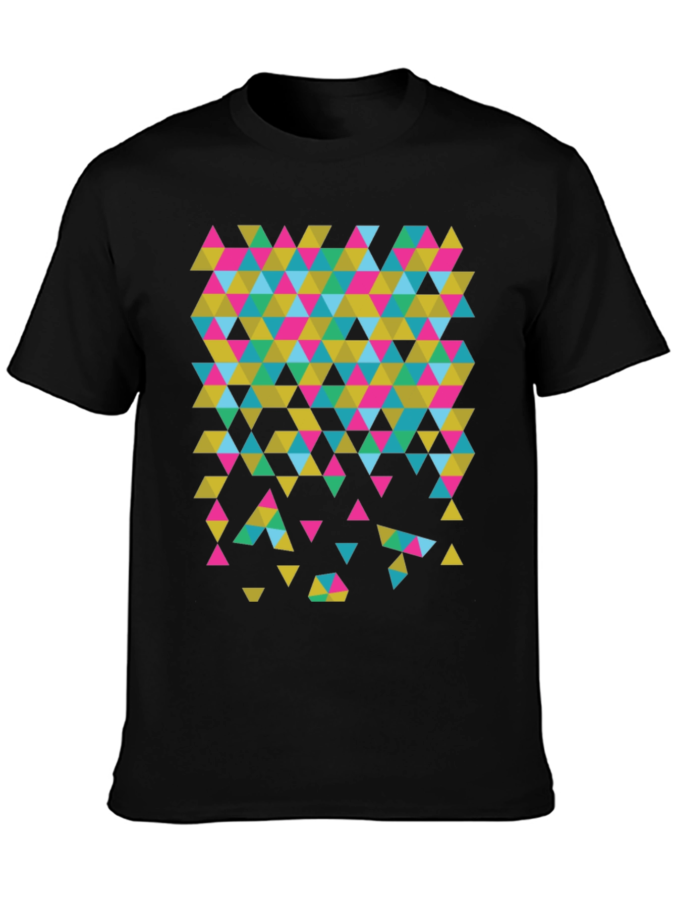 Geometric Triangle Print Black T-Shirt