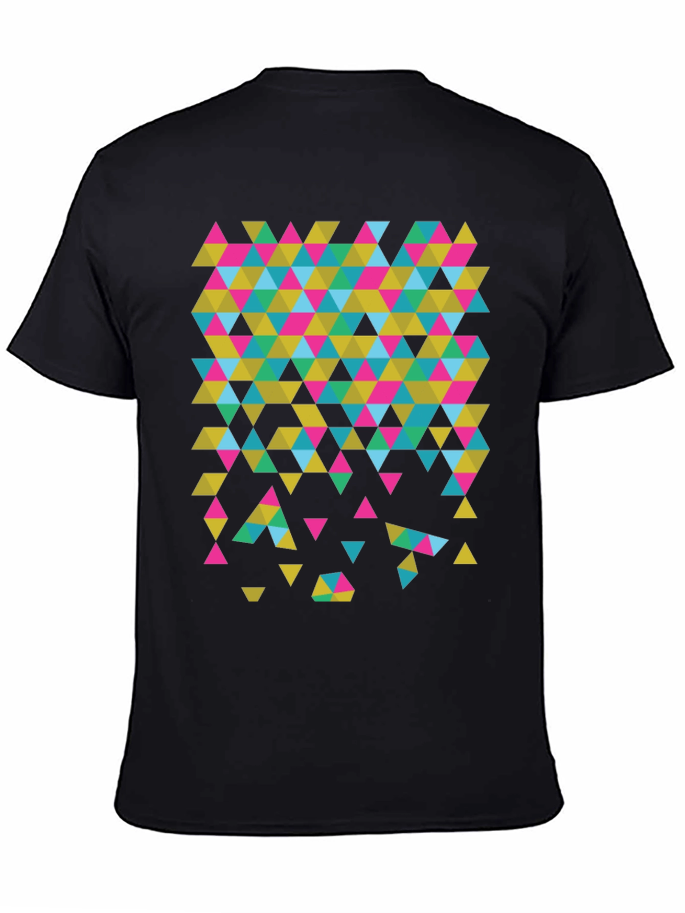Geometric Triangle Print Black T-Shirt