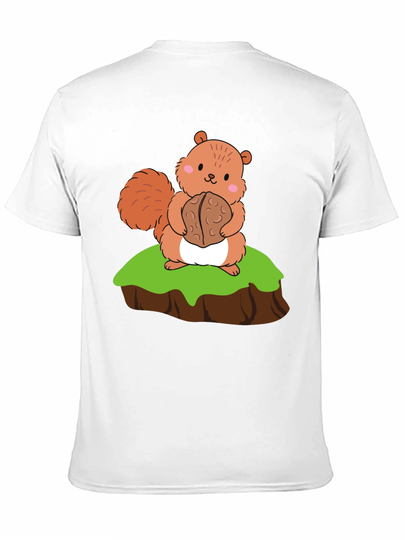 Cute Squirrel Holding Nut Graphic Tee - Black