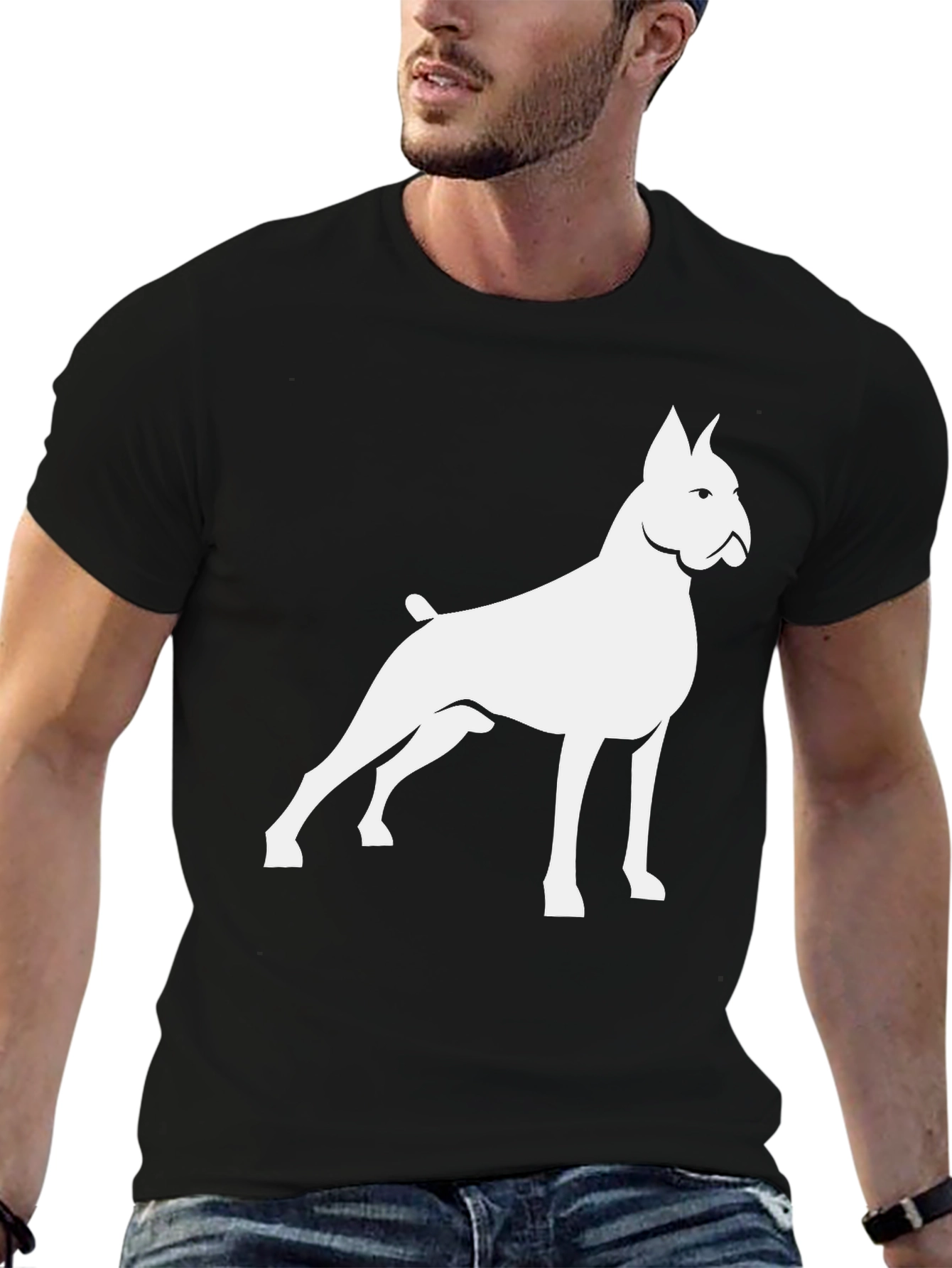 Dog Silhouette Graphic Tee - Black