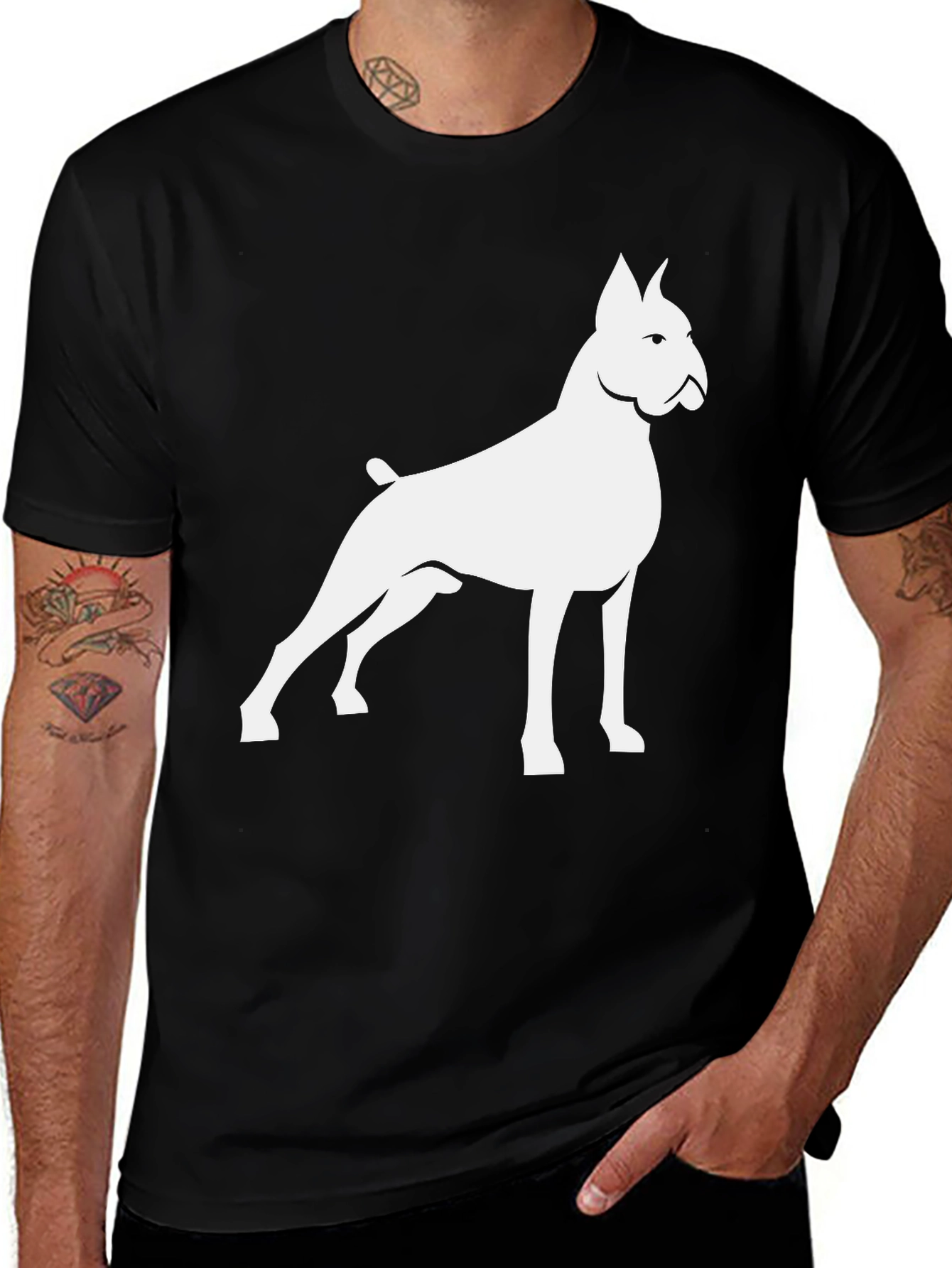 Dog Silhouette Graphic Tee - Black