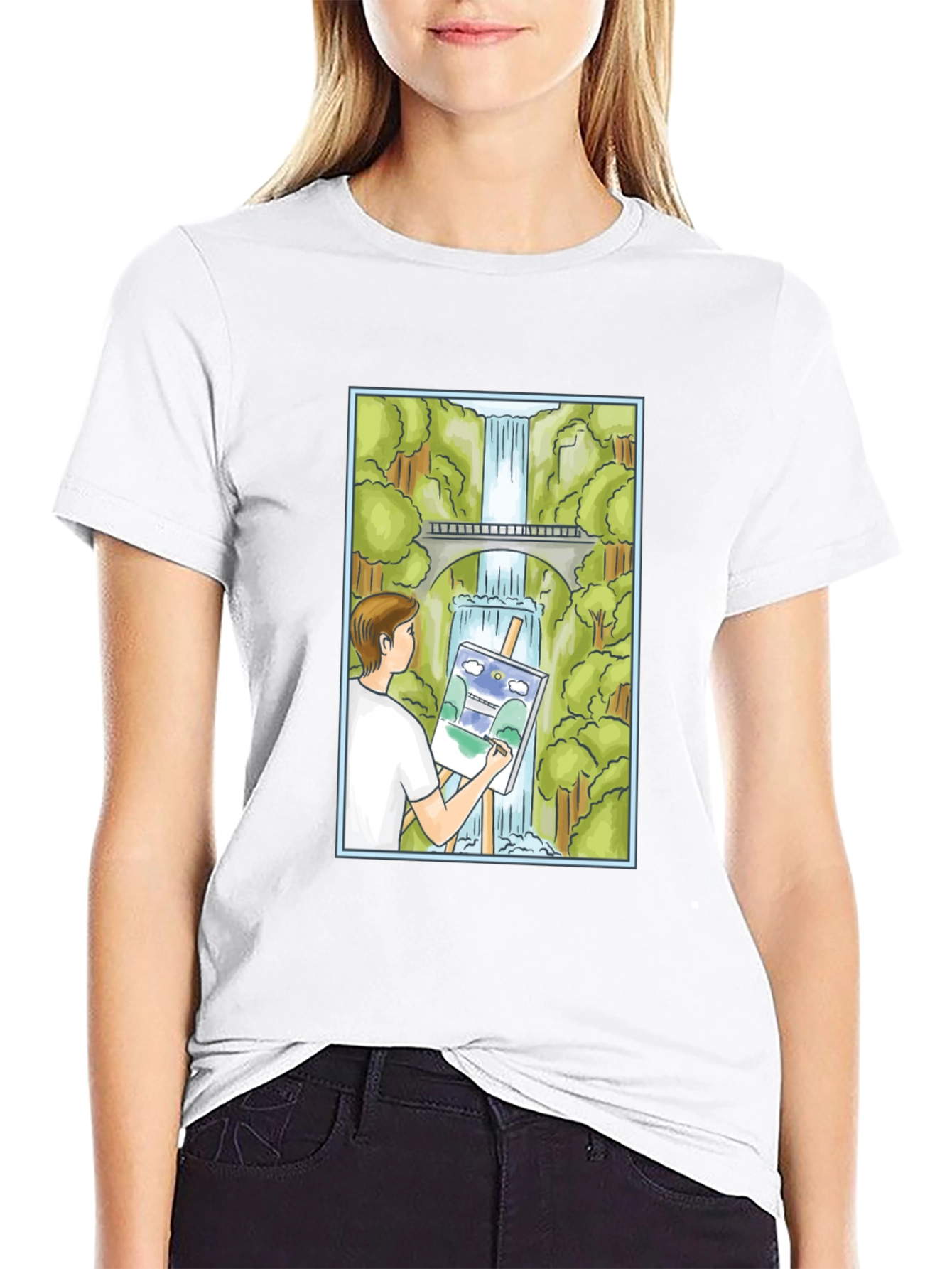 Painter Waterfall Graphic T-Shirt