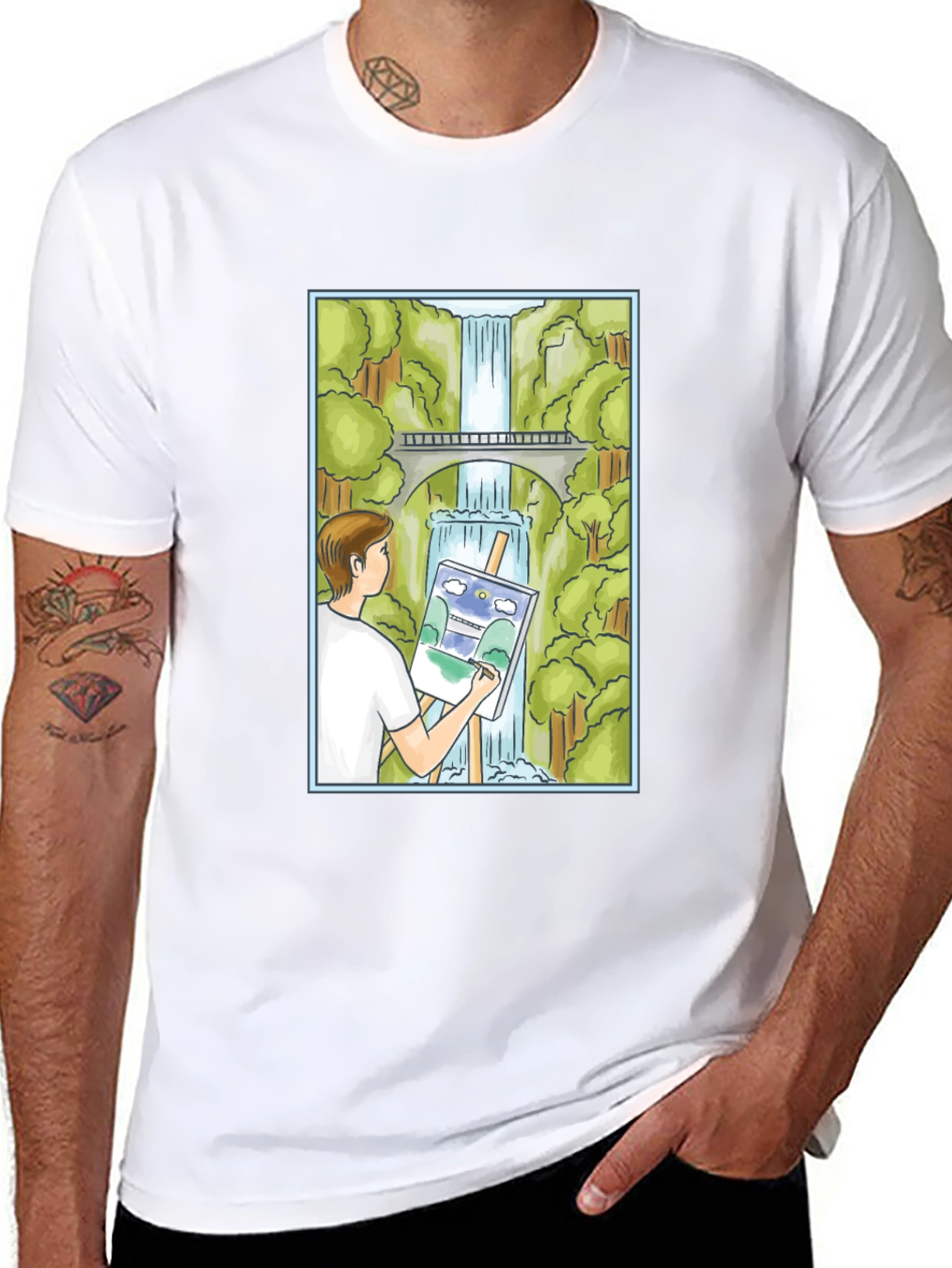 Painter Waterfall Graphic T-Shirt