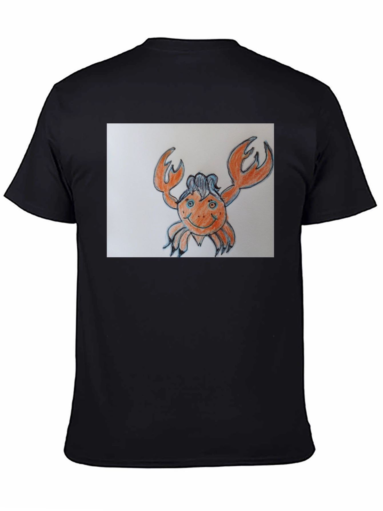 Crab Cartoon Graphic Tee - Black Cotton Casual Shirt