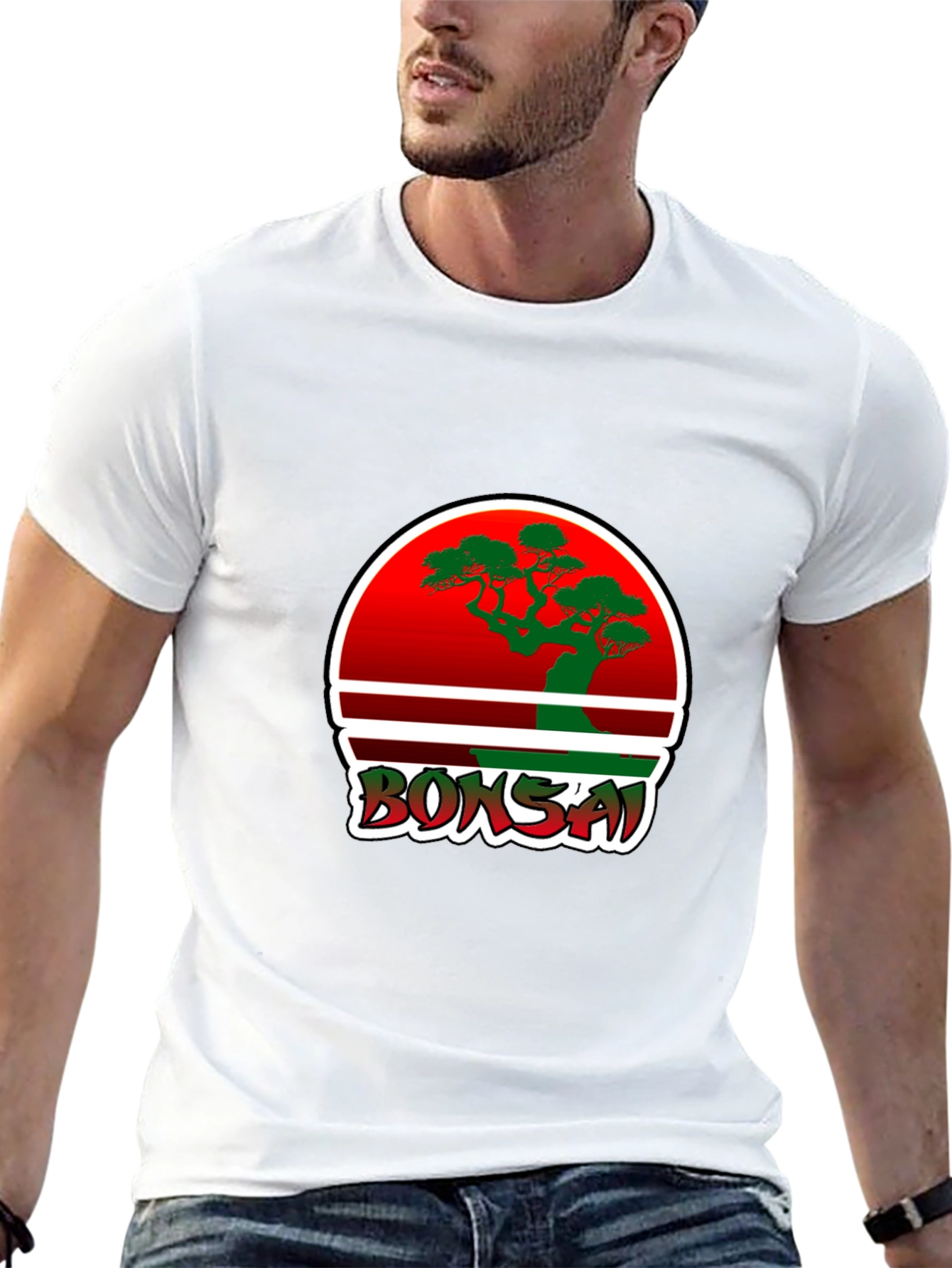 Bonsai Graphic Tee - Red Circle Bonsai Design