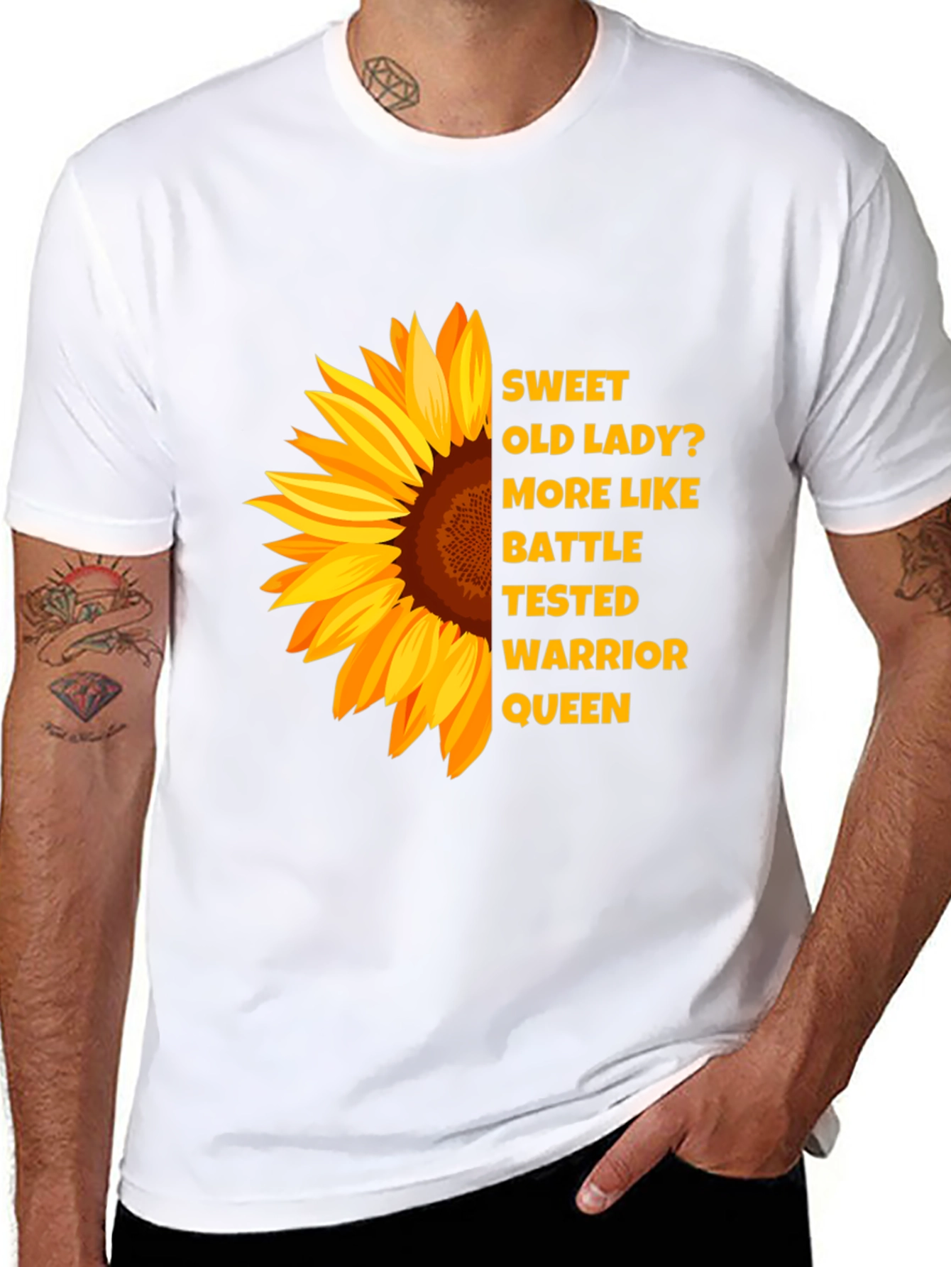 Sunflower Warrior Queen Black T-Shirt