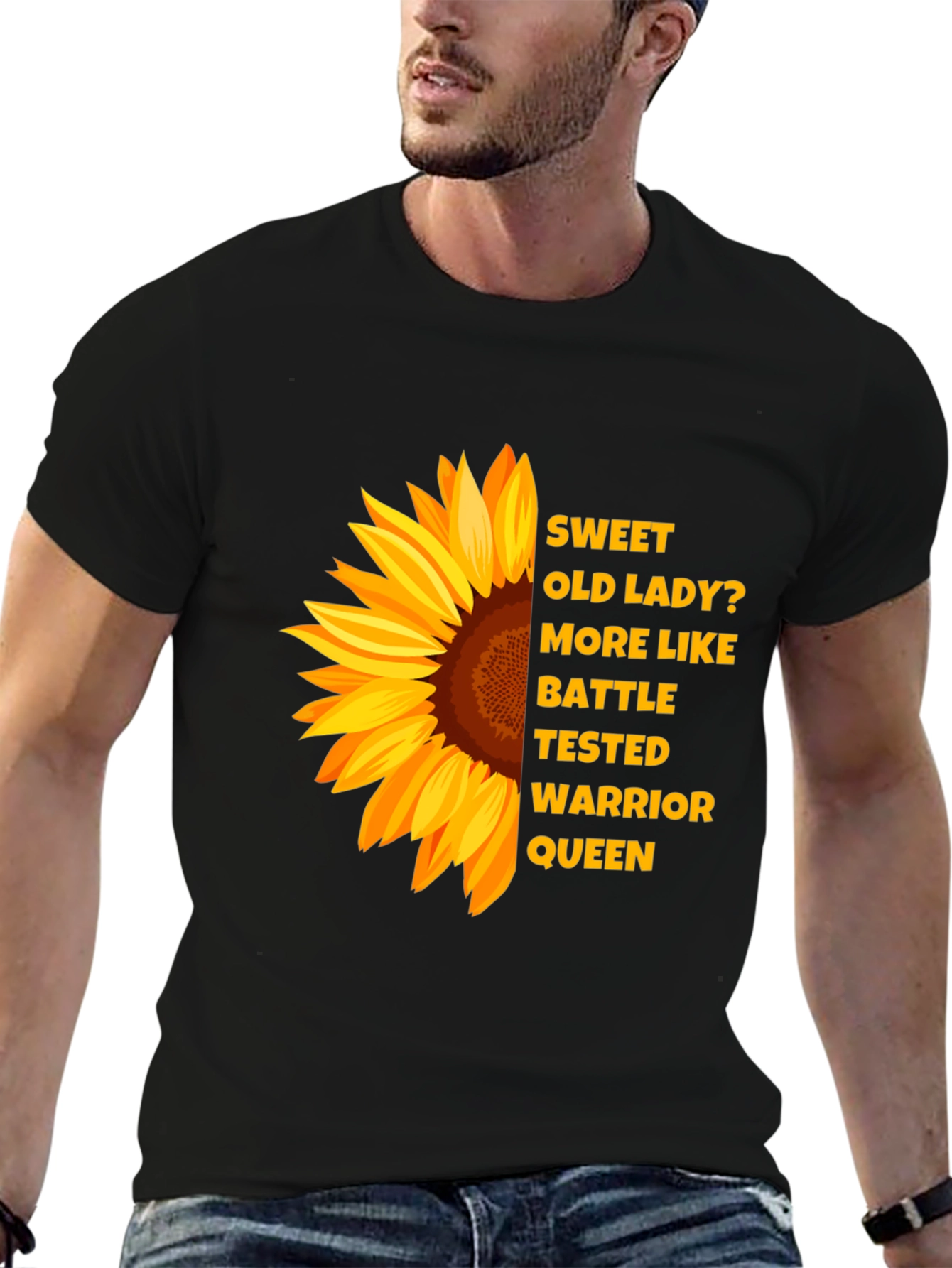 Sunflower Warrior Queen Black T-Shirt