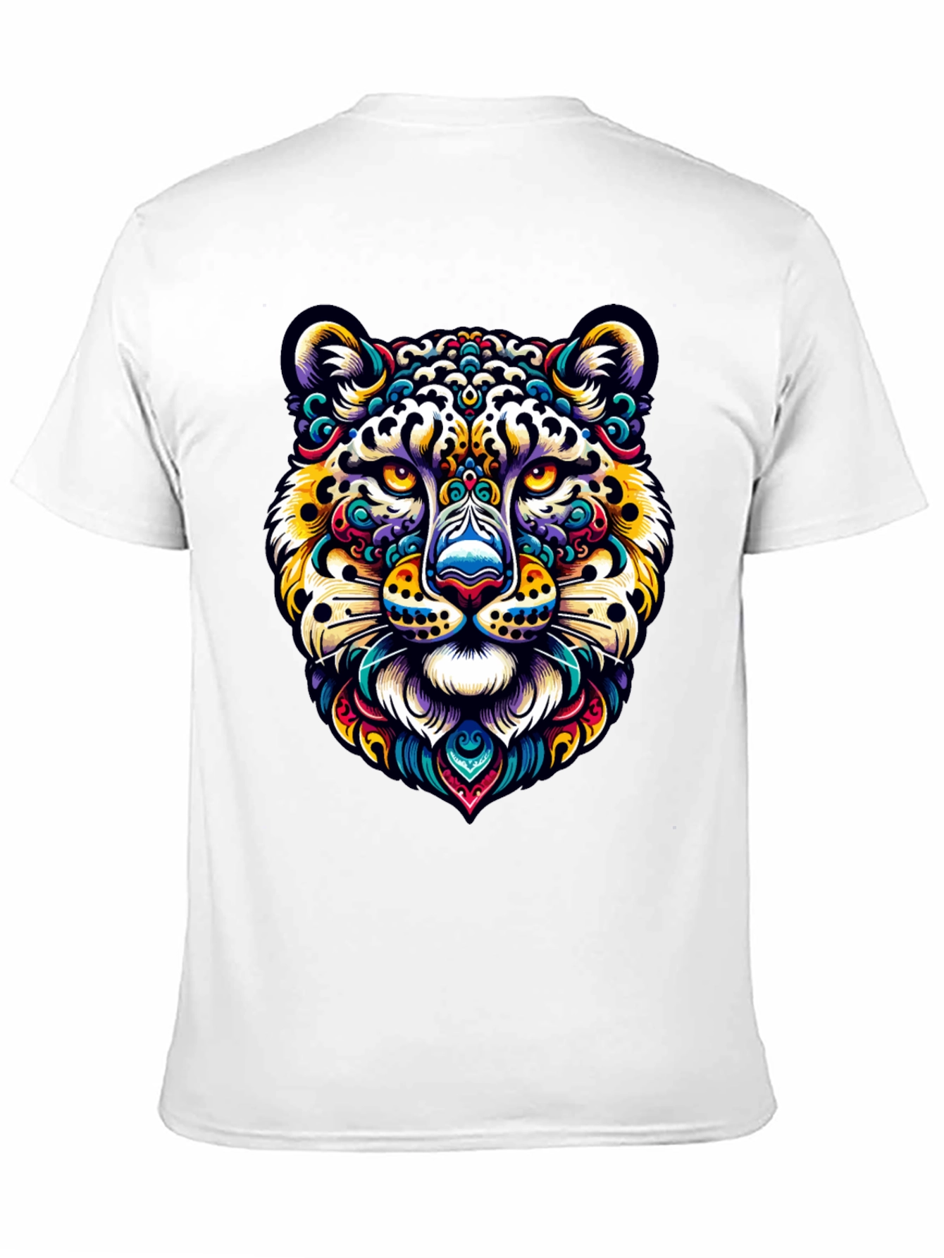 Vibrant Leopard Print Crew Neck T-Shirt