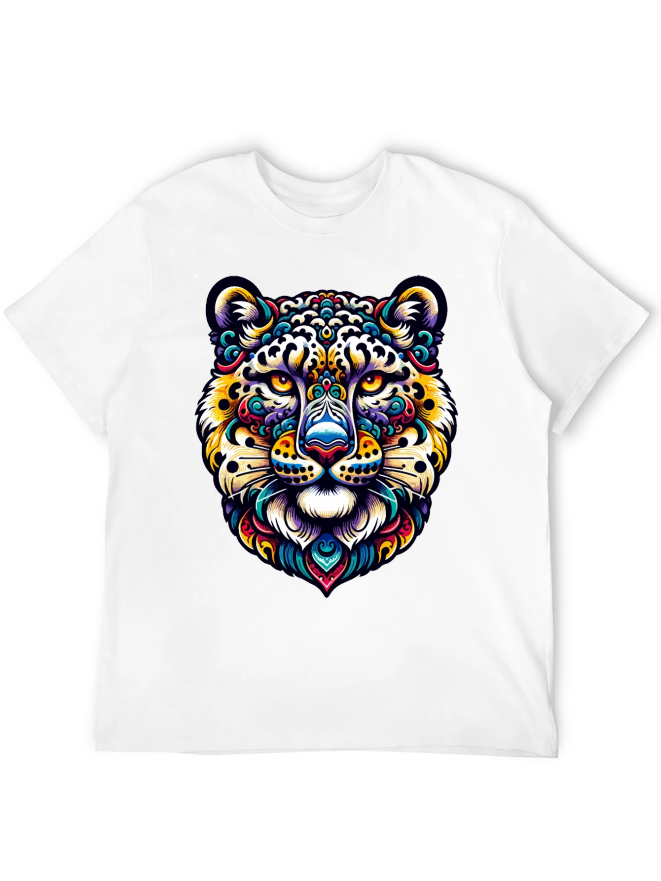 Vibrant Leopard Print Crew Neck T-Shirt