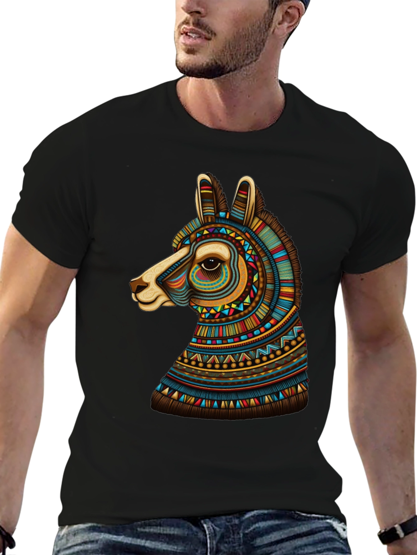 Llama Graphic Tee - Unique Tribal Design