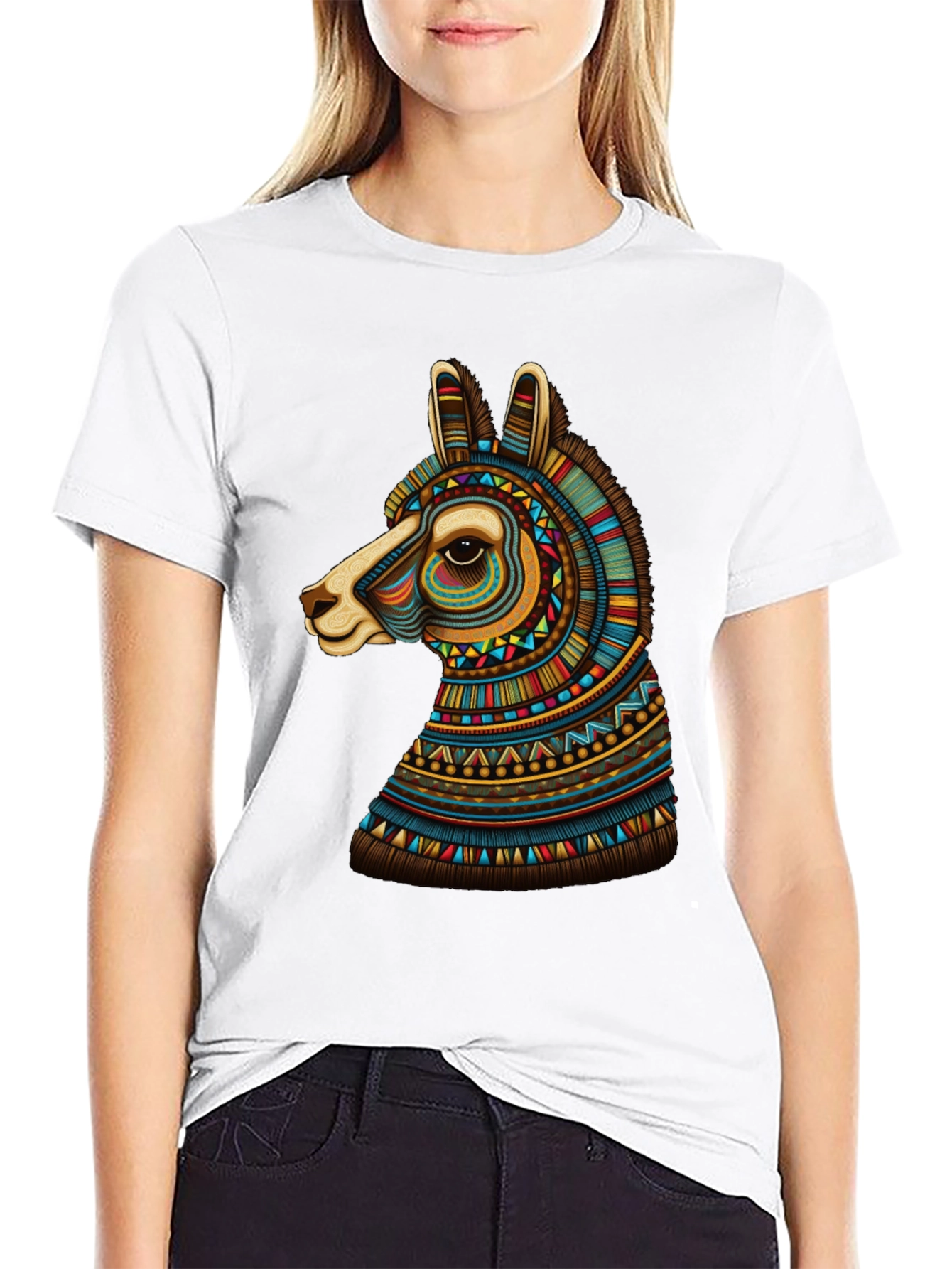 Llama Graphic Tee - Unique Tribal Design