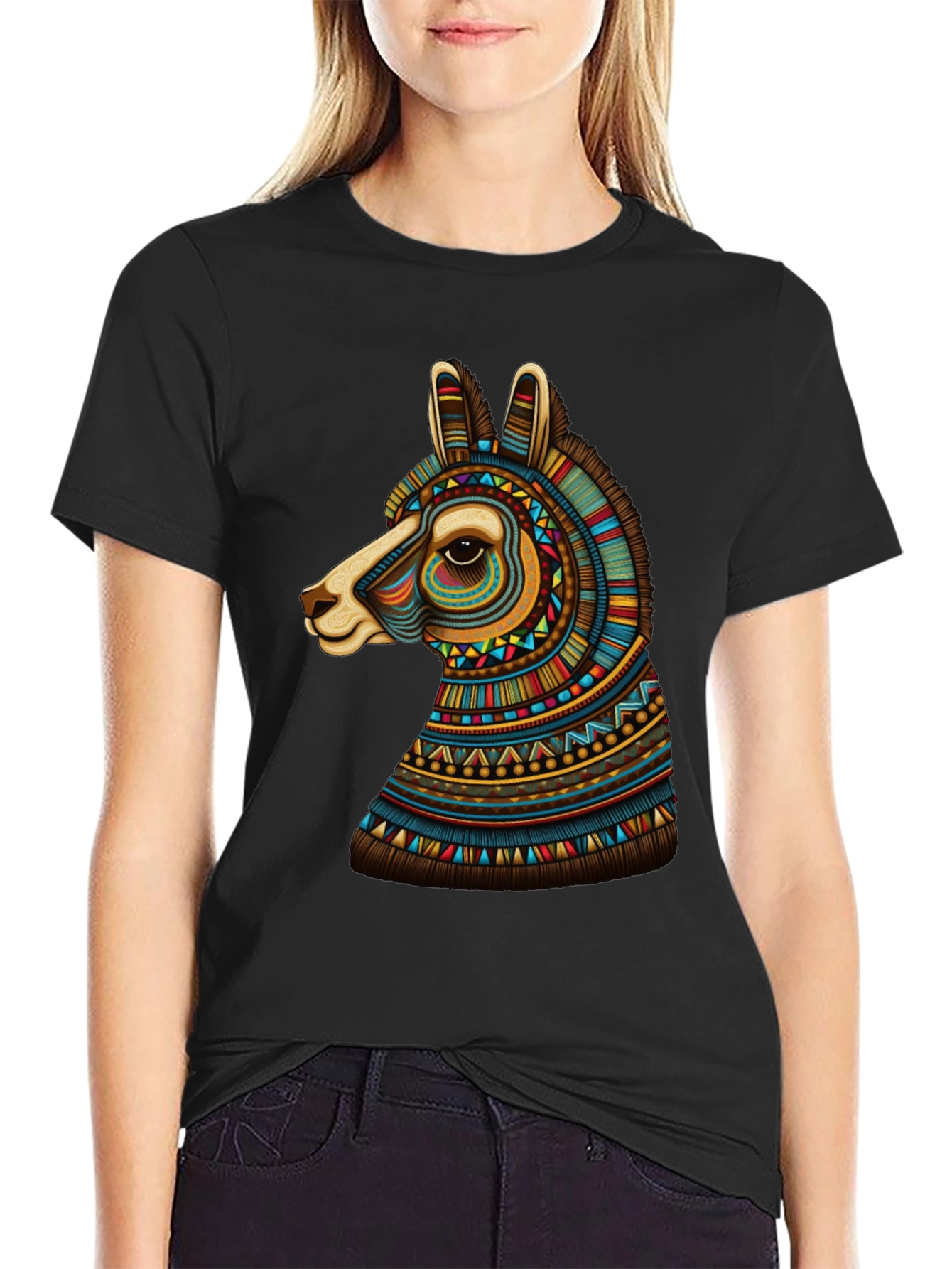Llama Graphic Tee - Unique Tribal Design