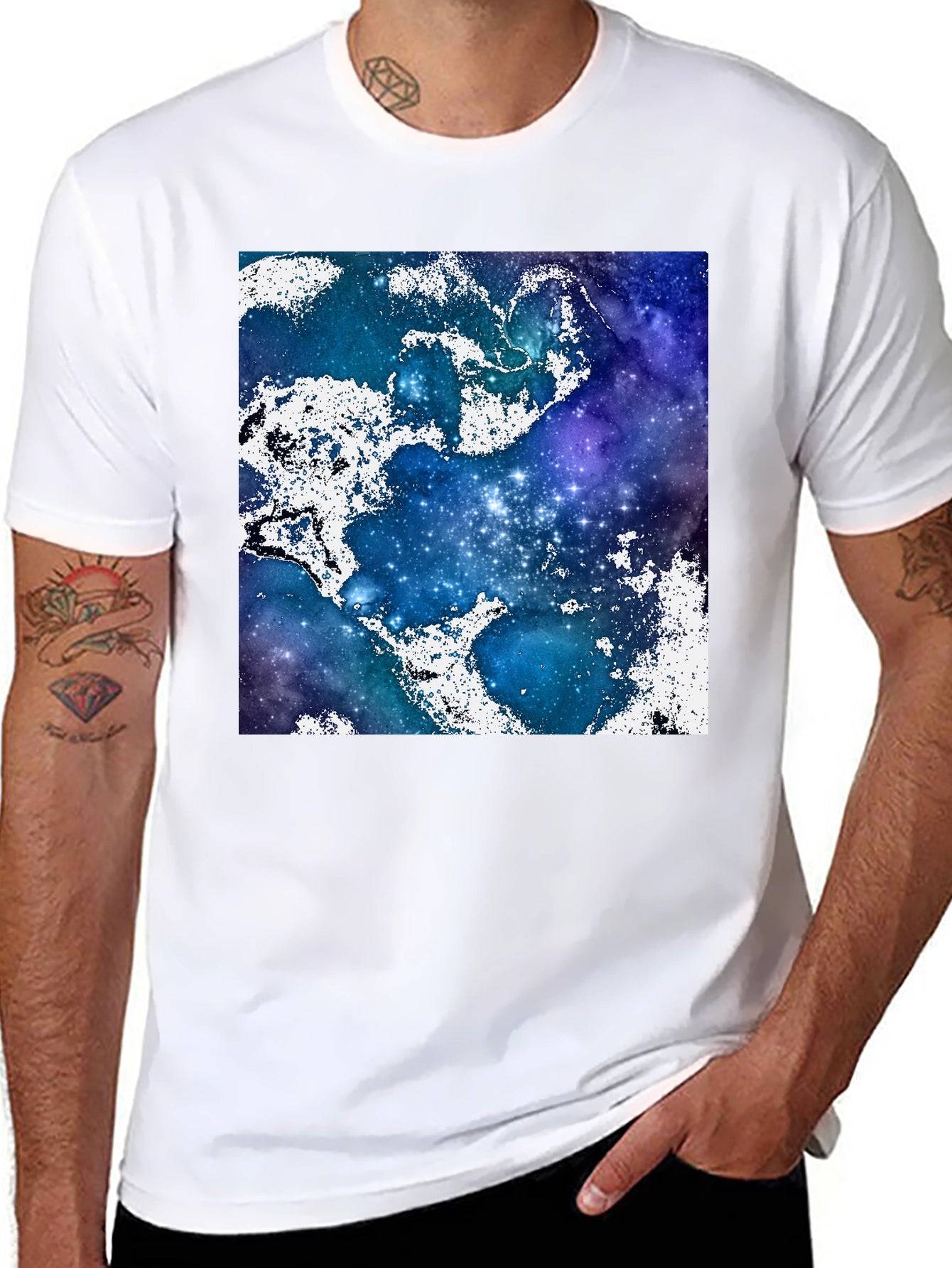 Galaxy Print Crew Neck T-Shirt