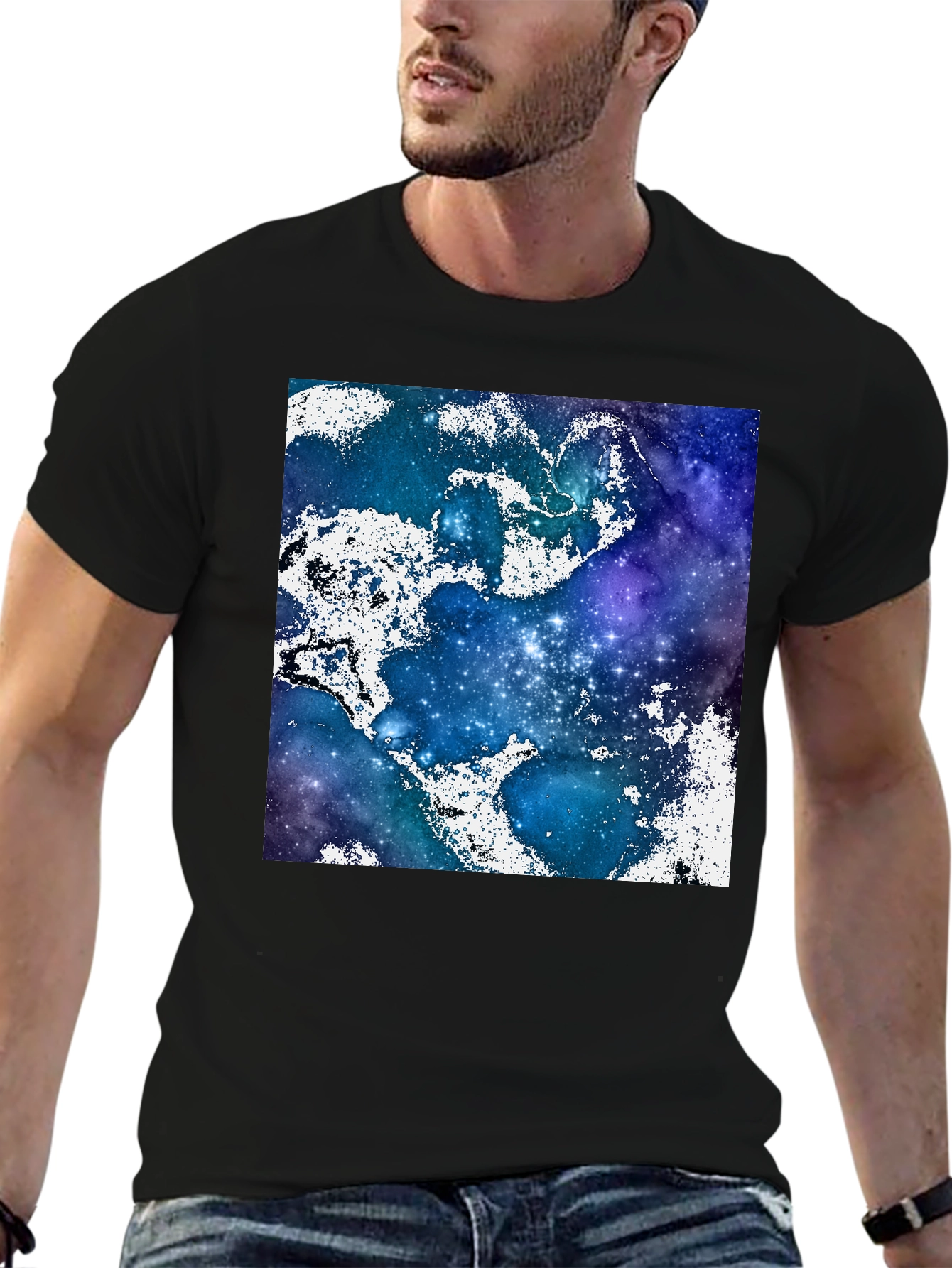 Galaxy Print Crew Neck T-Shirt