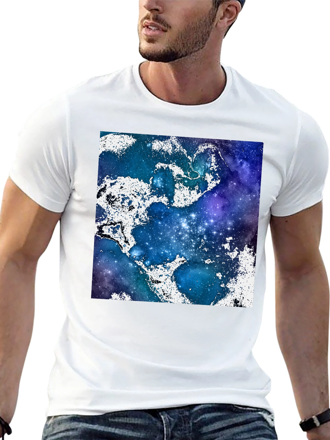 Galaxy Print Crew Neck T-Shirt