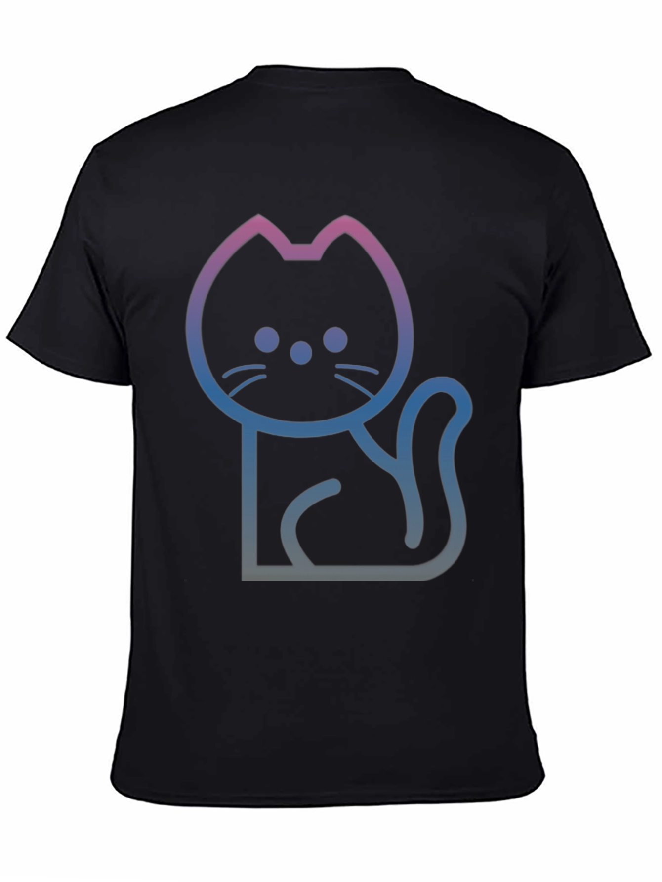 Gradient Cat Graphic Black T-Shirt