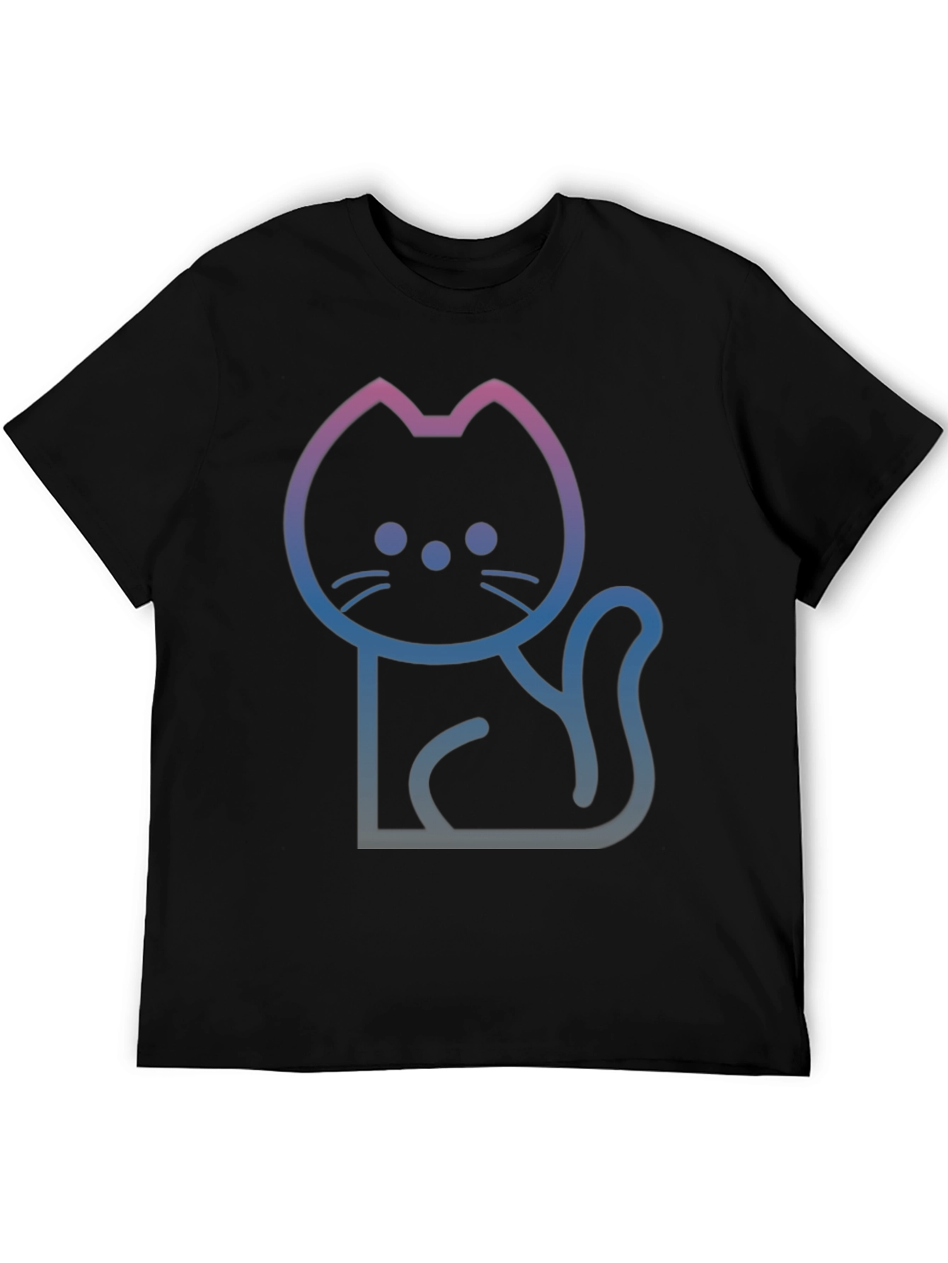 Gradient Cat Graphic Black T-Shirt