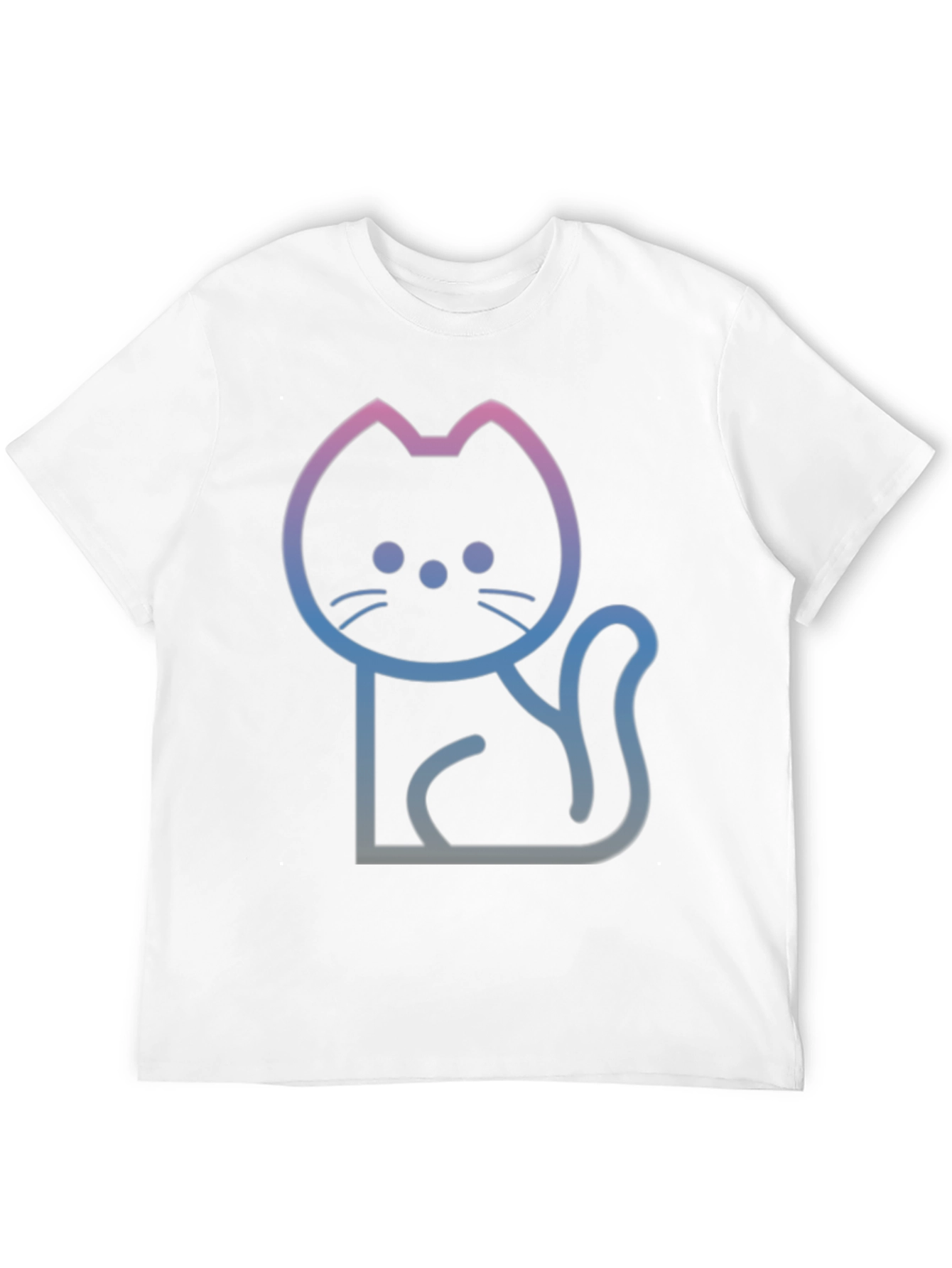 Gradient Cat Graphic Black T-Shirt