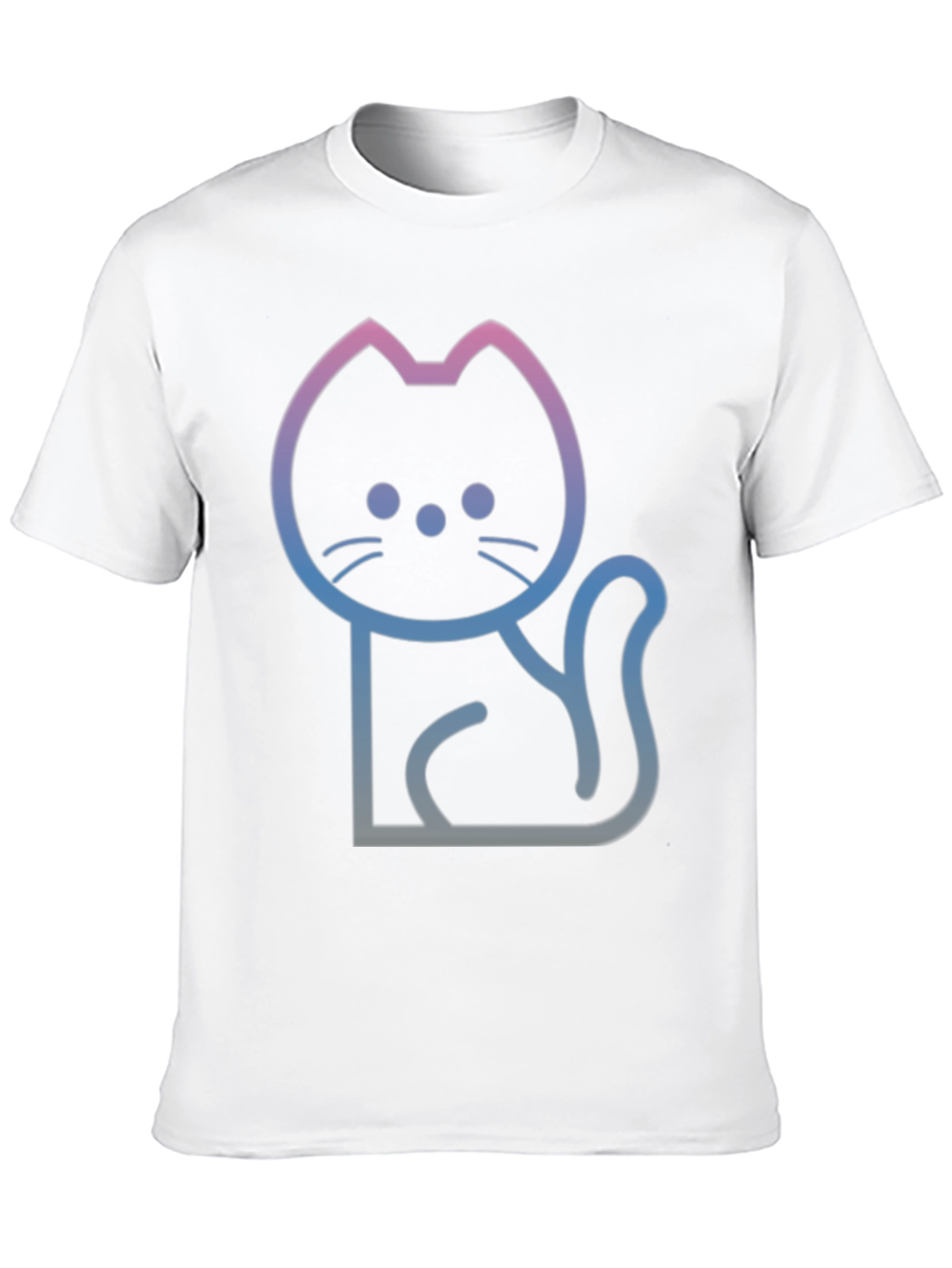Gradient Cat Graphic Black T-Shirt