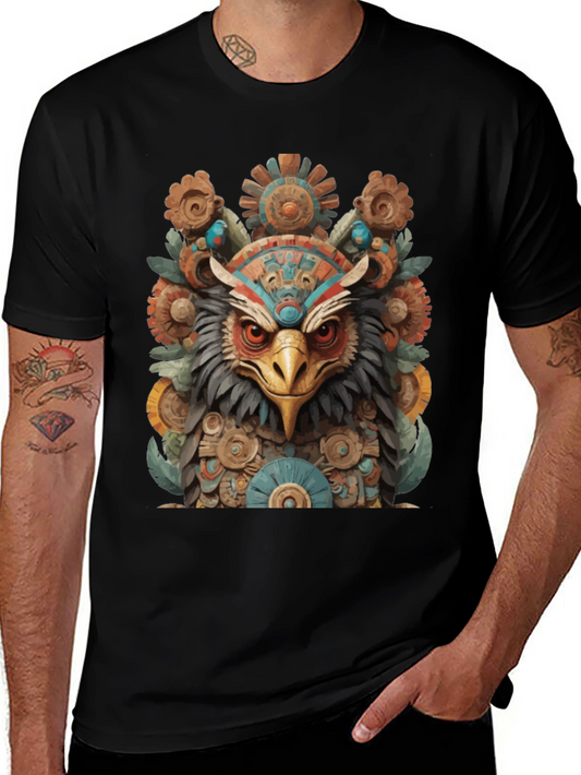 Aztec Eagle Warrior Graphic T-Shirt