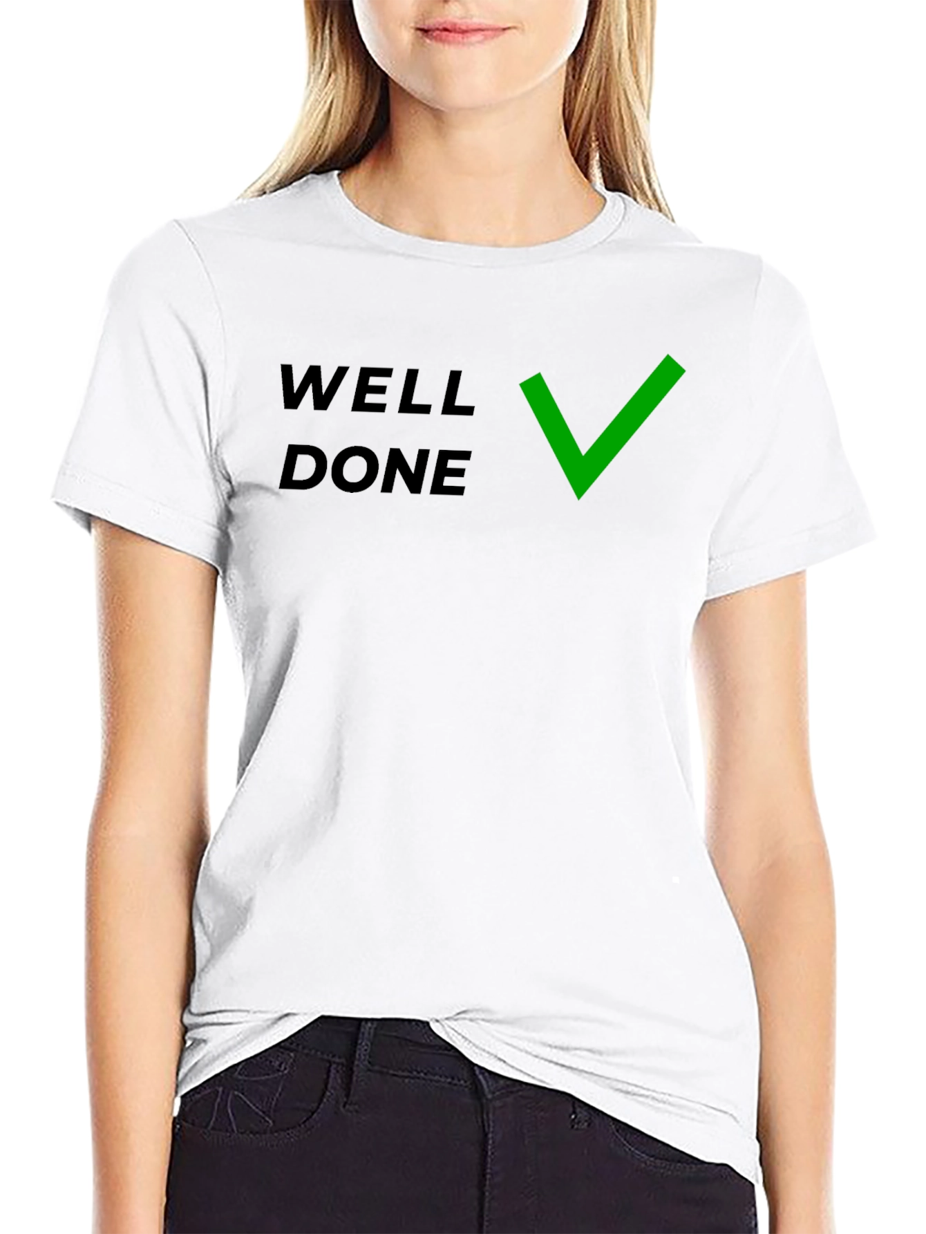 Well Done T-Shirt with Green Check - Premium Quality