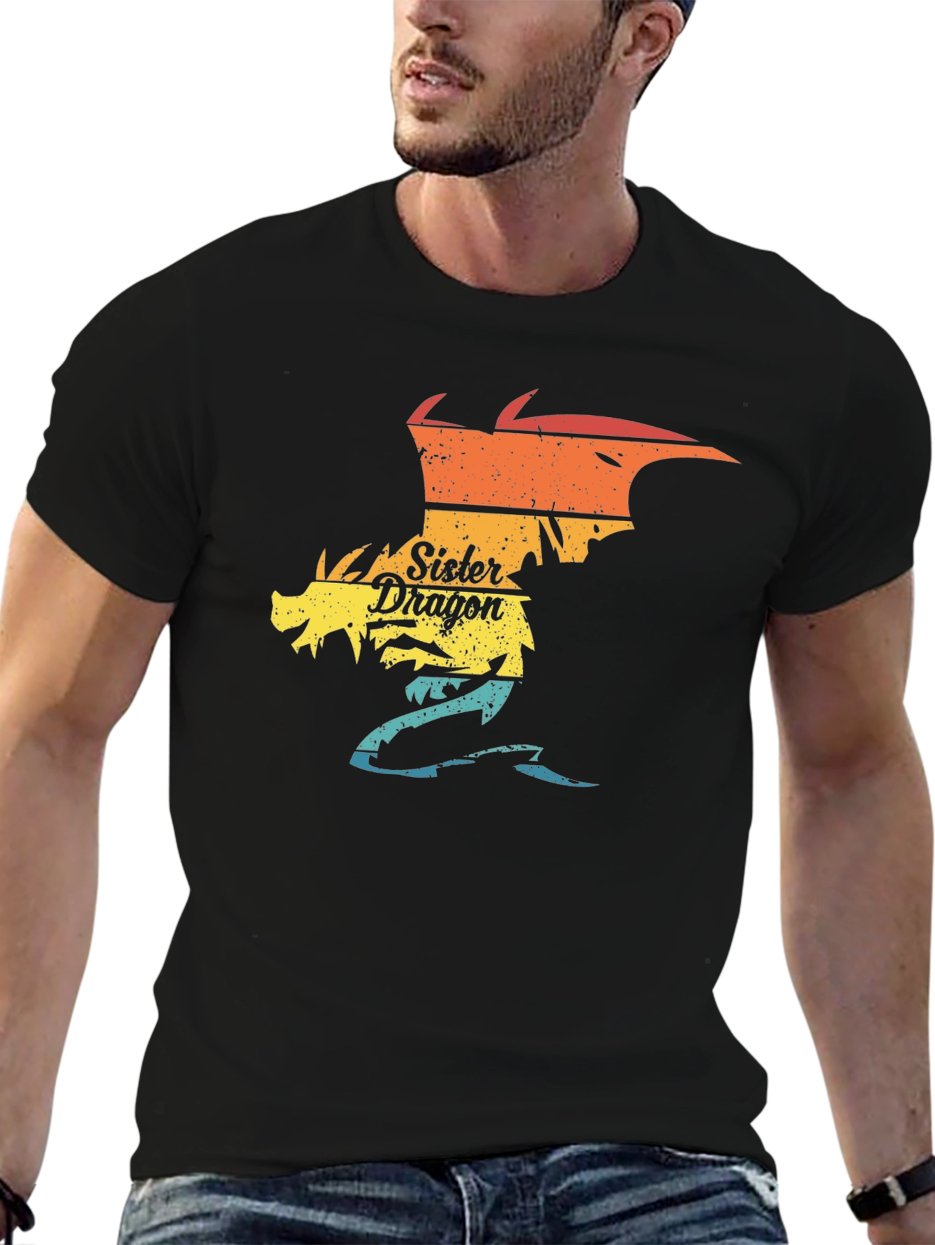 Sister Dragon Graphic T-Shirt - Black
