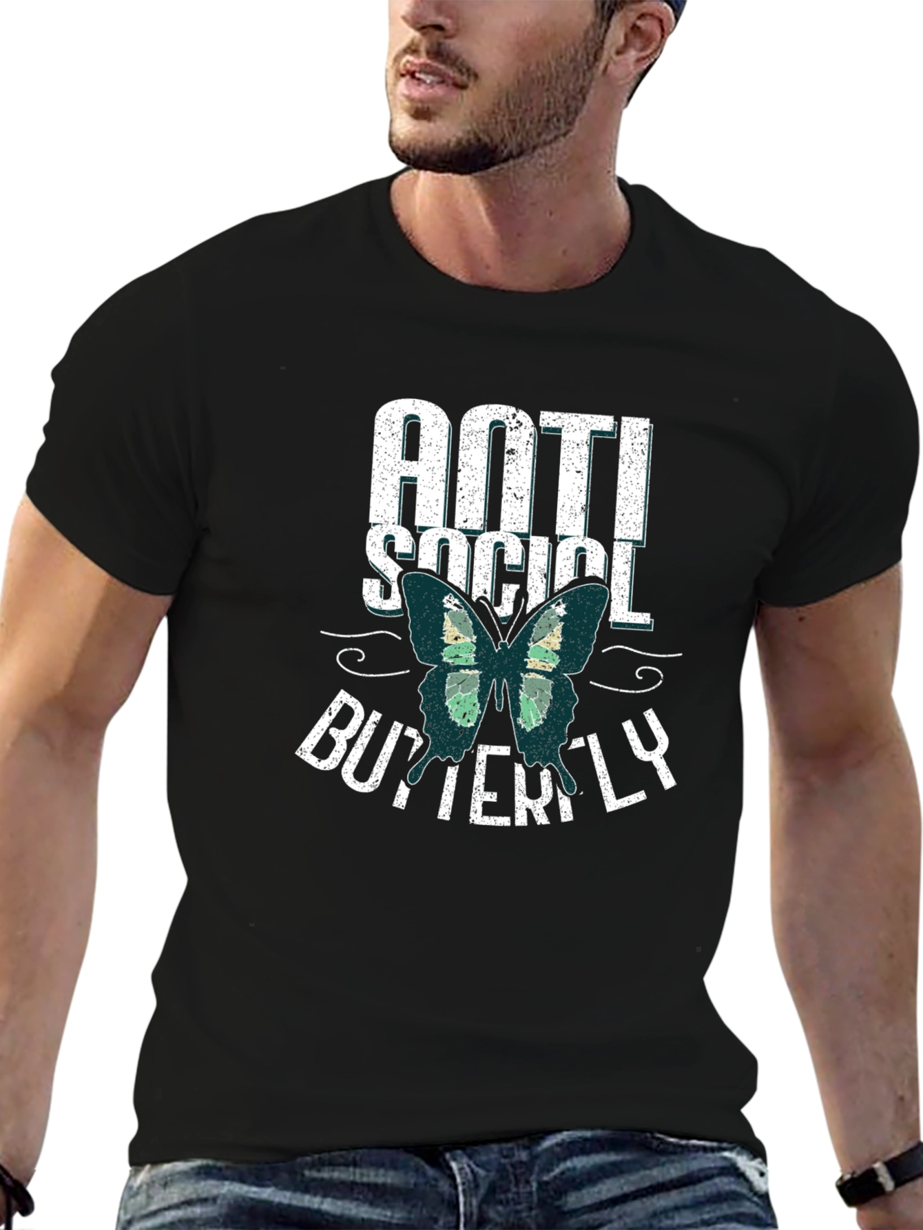 Anti Social Butterfly Graphic T-Shirt