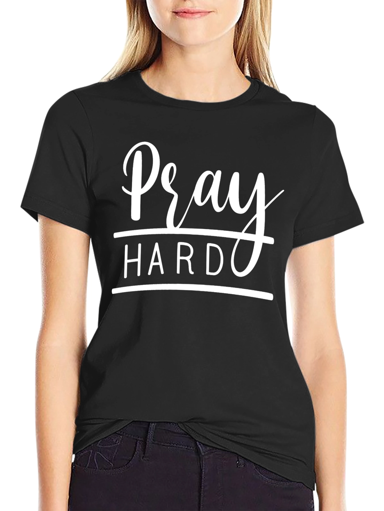 Pray Hard Graphic T-Shirt - Unisex Black Tee