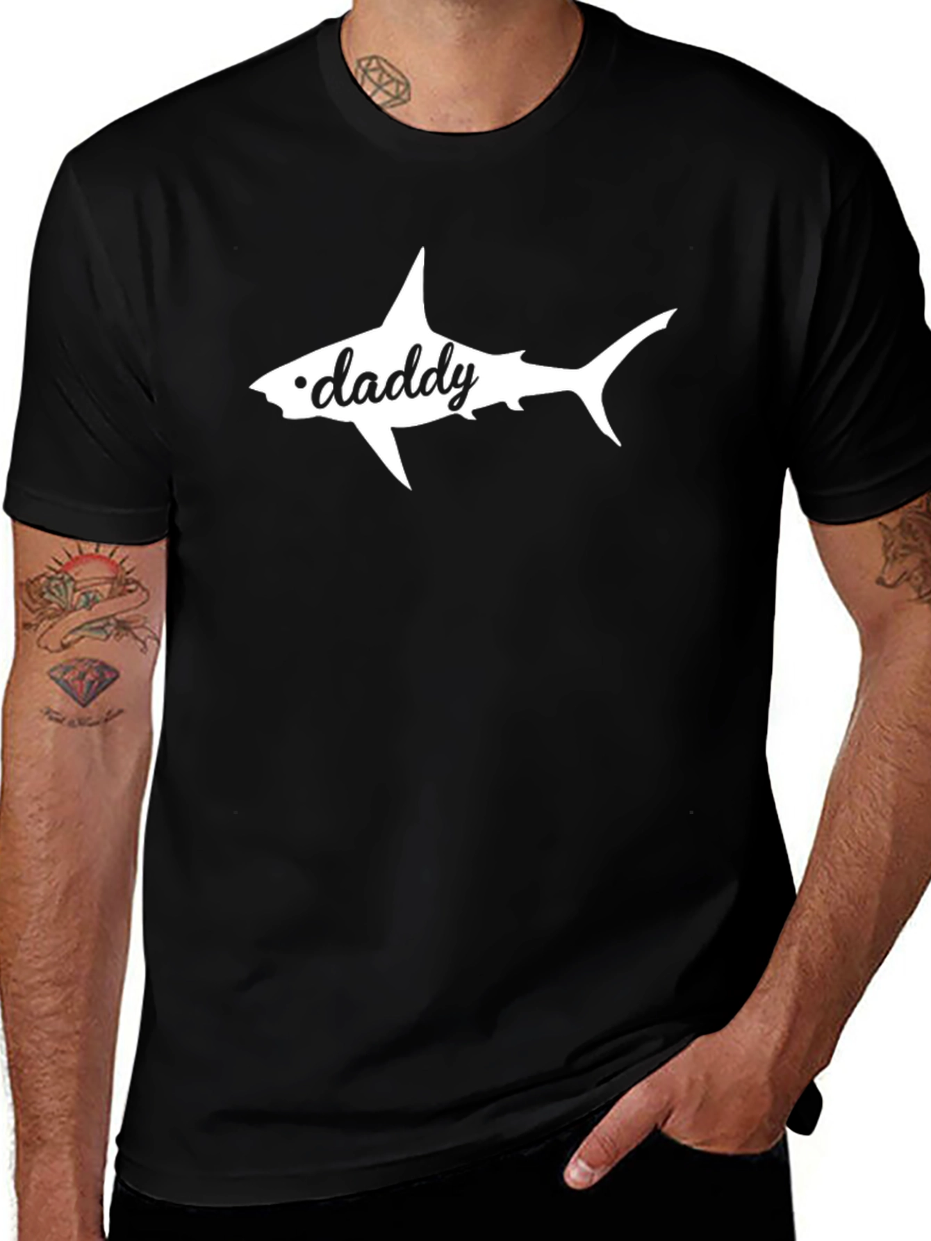 Daddy Shark Graphic Tee - Black Cotton T-Shirt