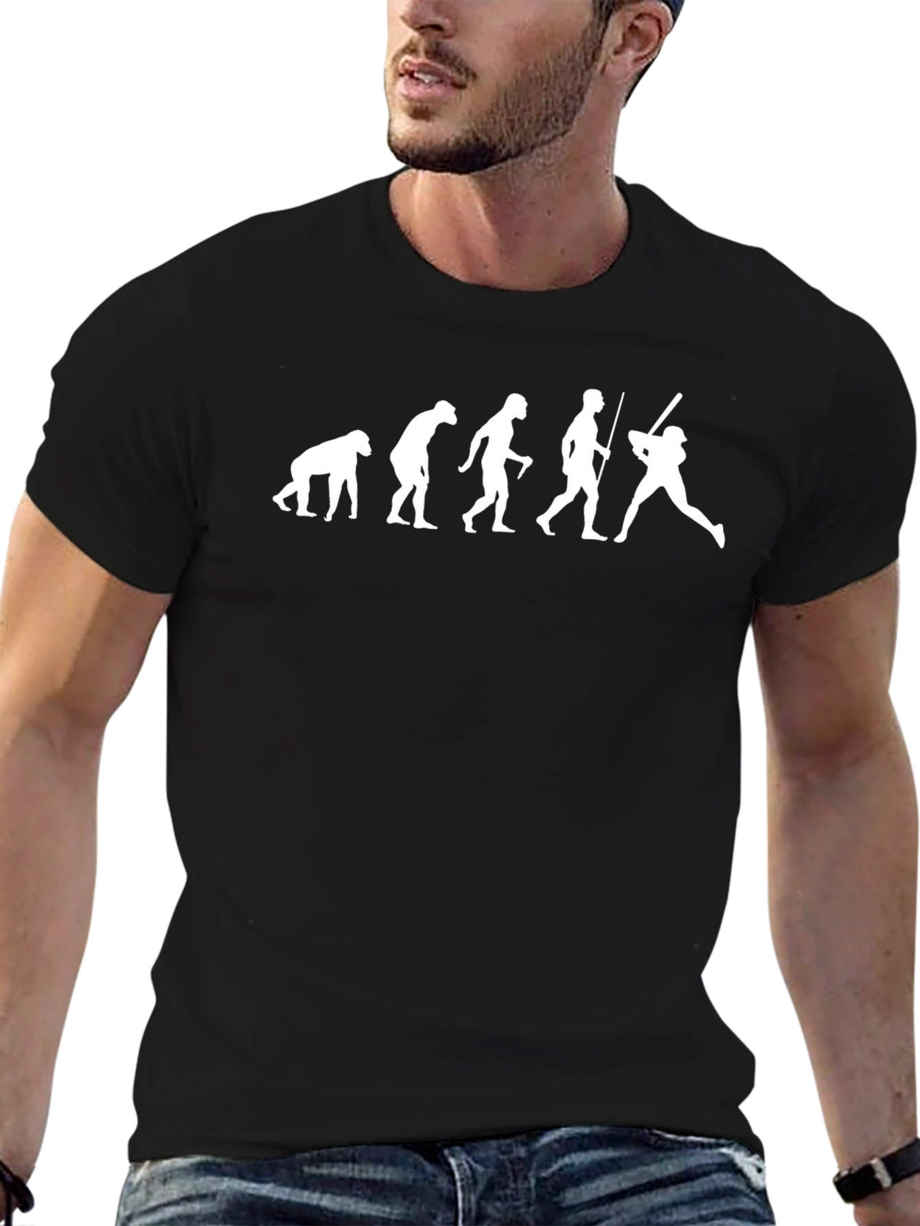 Evolution of Baseball T-Shirt - Black Cotton Tee