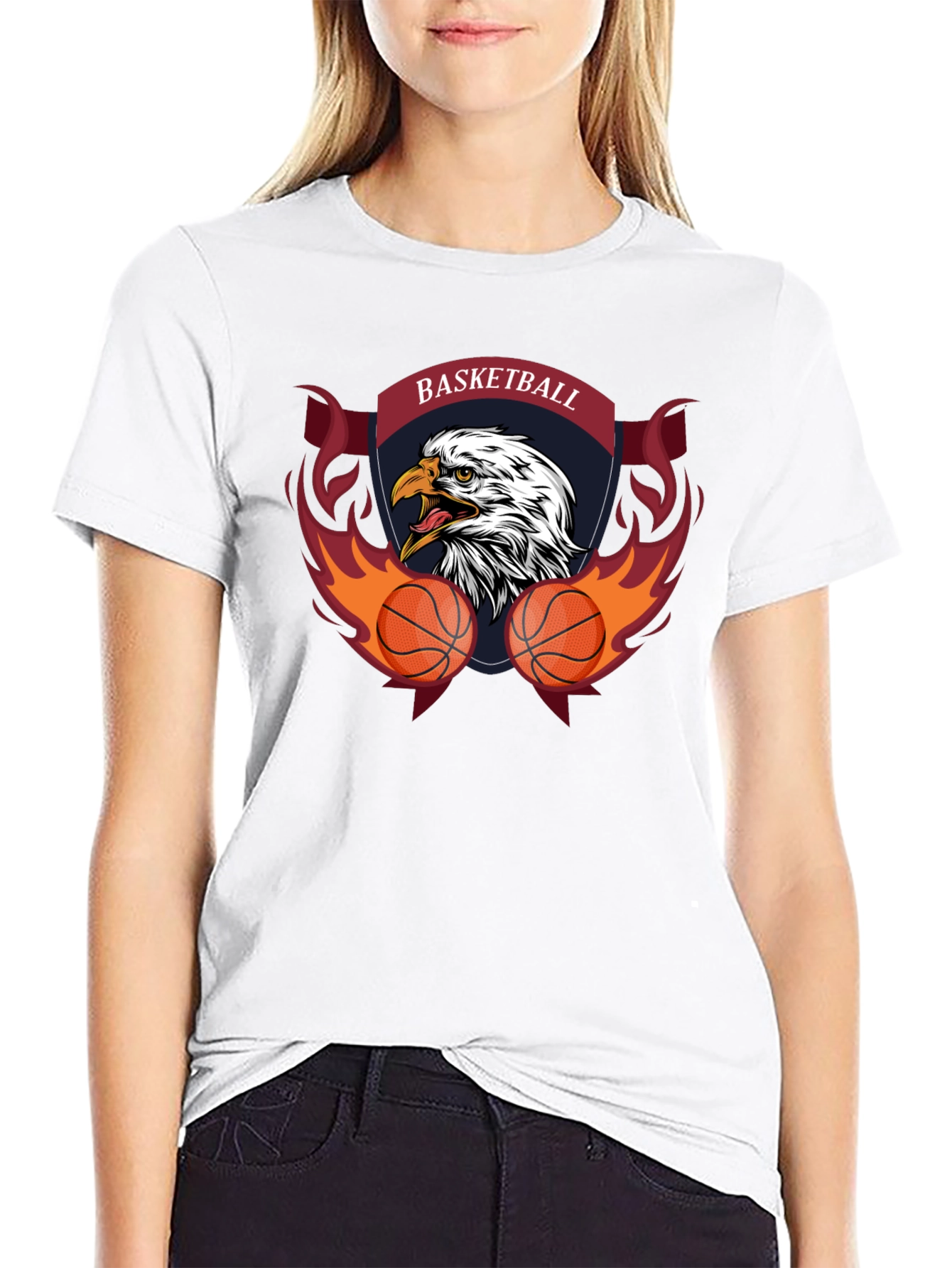 Basketball Eagle Graphic Tee - Black
