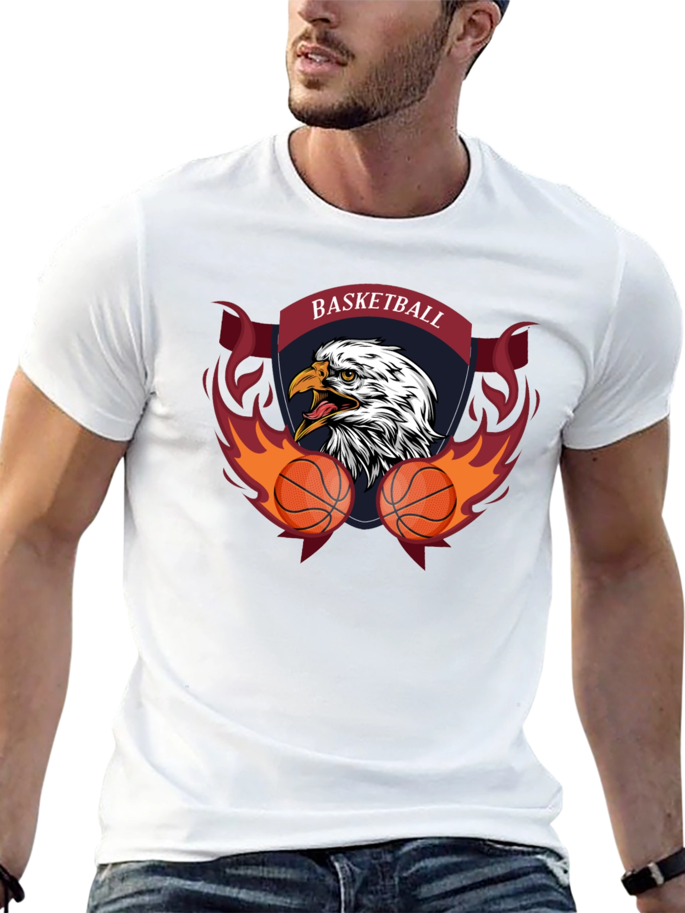 Basketball Eagle Graphic Tee - Black