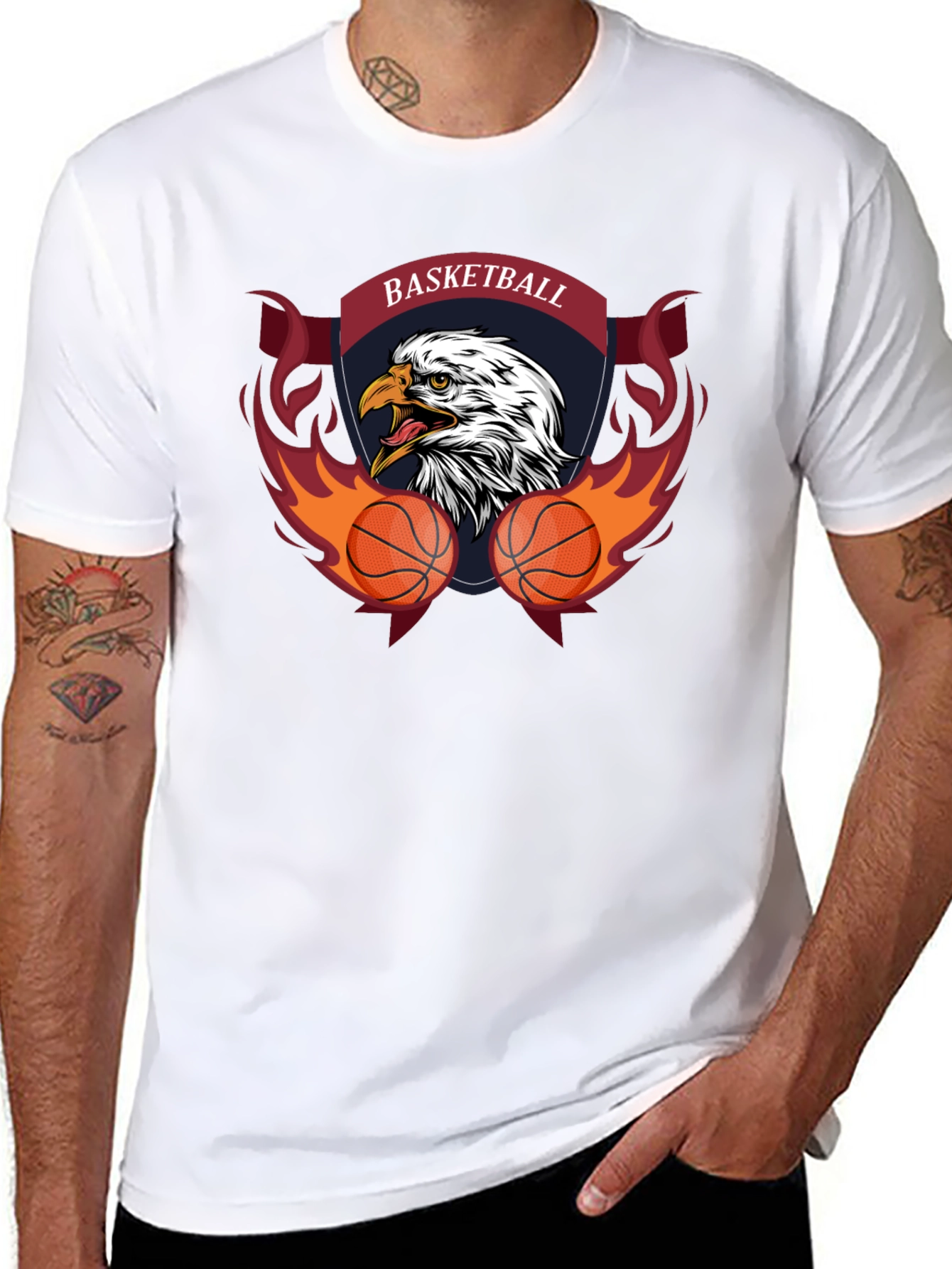 Basketball Eagle Graphic Tee - Black