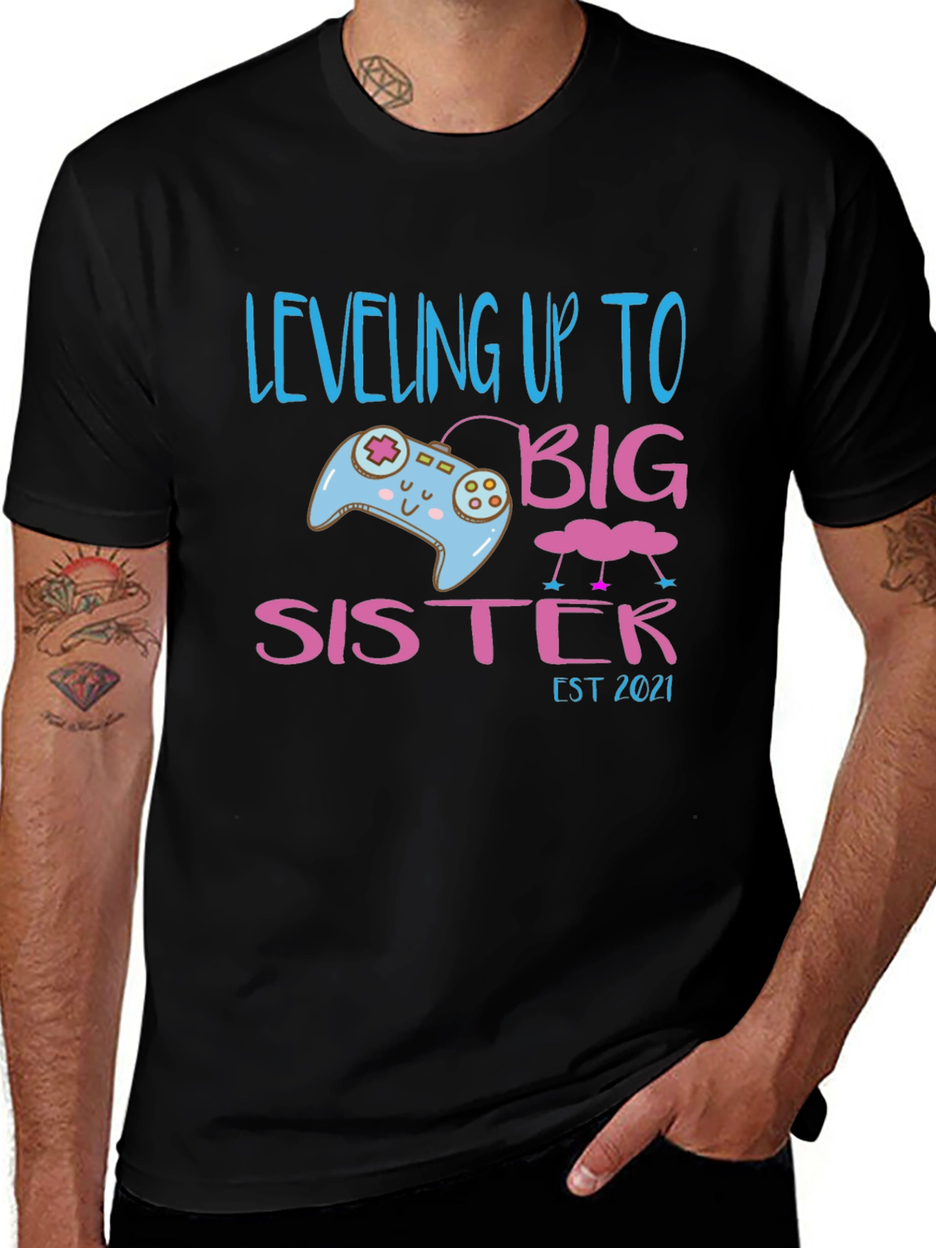 Leveling Up to Big Sister Est 2021 T-Shirt