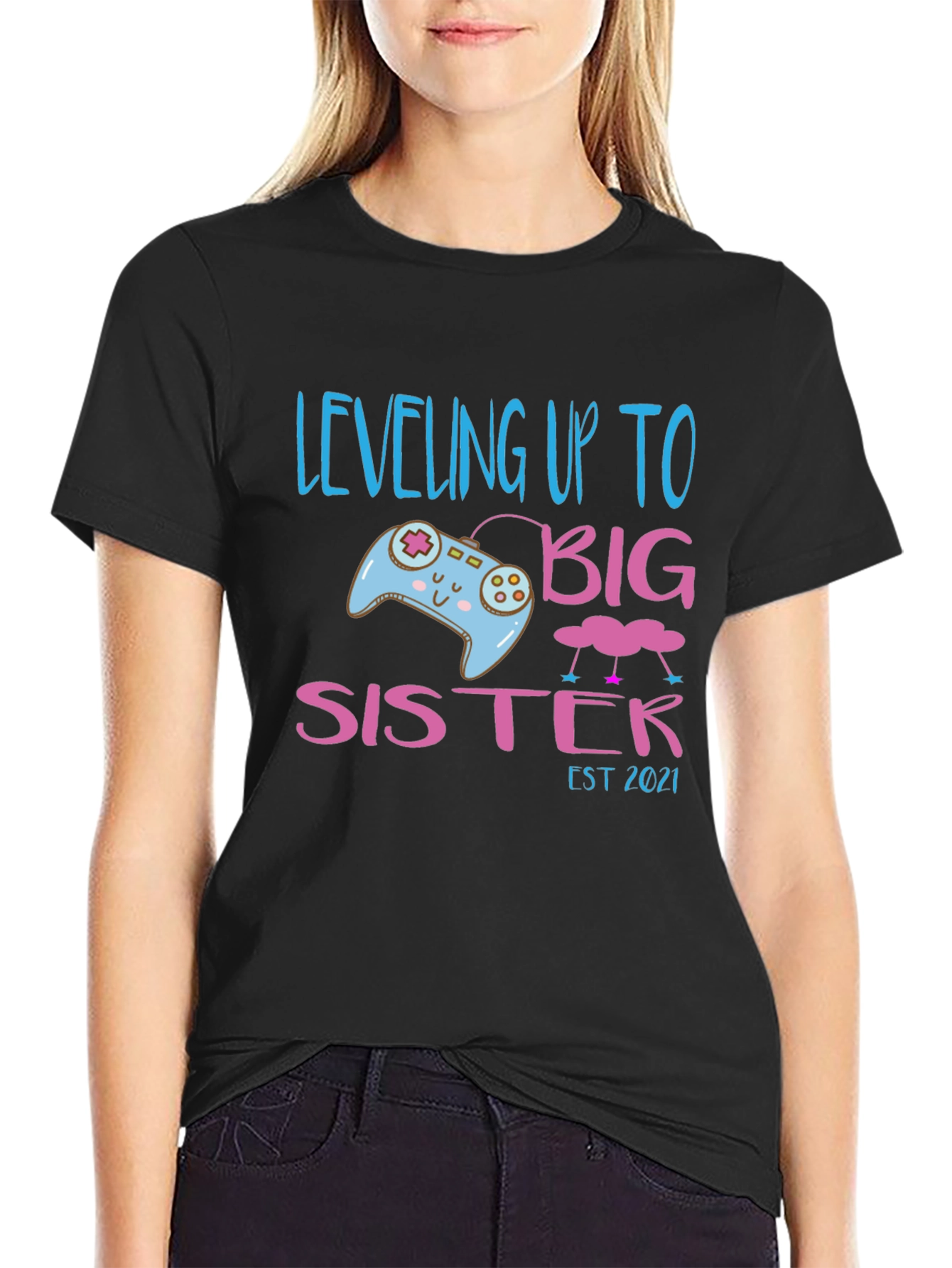 Leveling Up to Big Sister Est 2021 T-Shirt