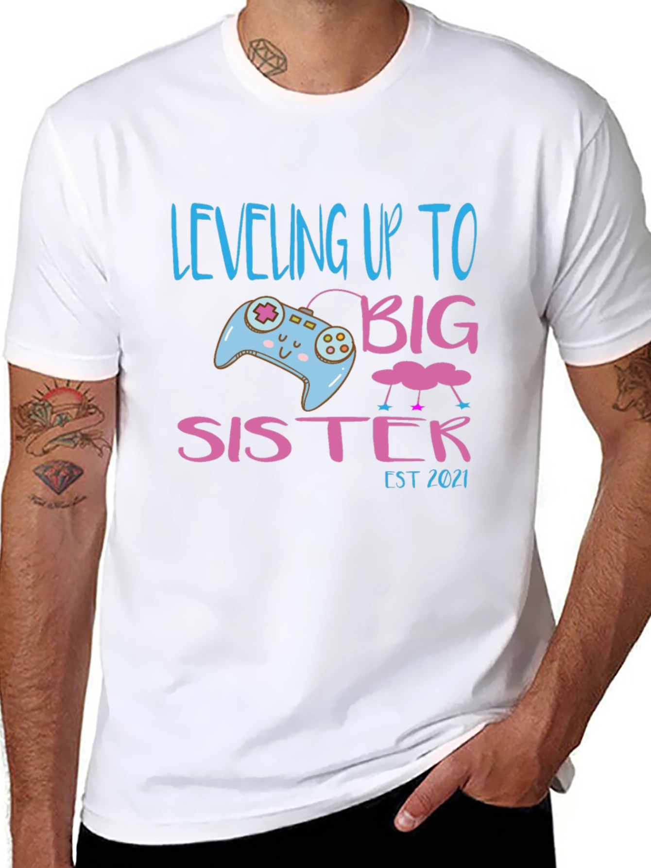 Leveling Up to Big Sister Est 2021 T-Shirt