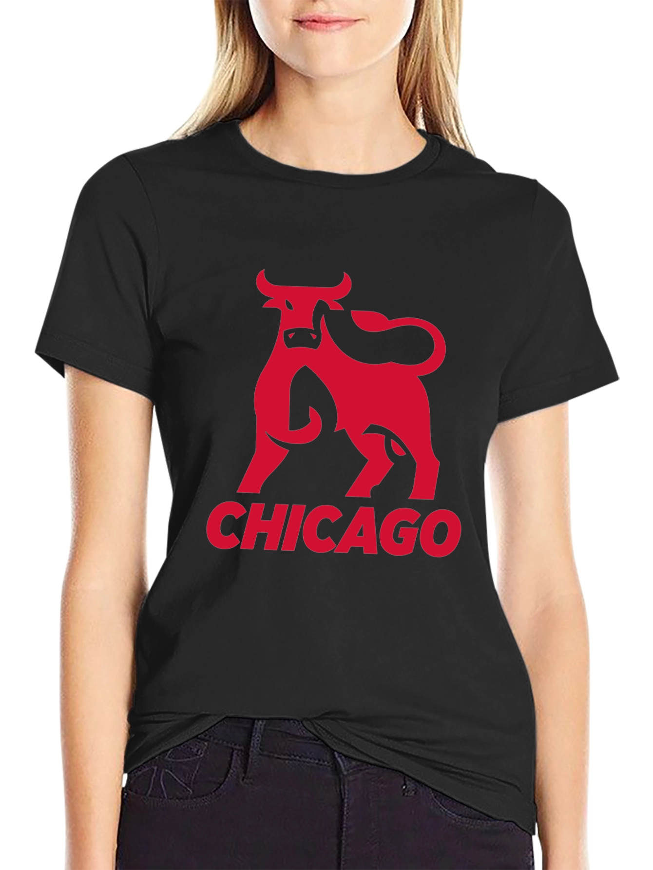 Chicago Bull Graphic Tee - Black Cotton T-Shirt