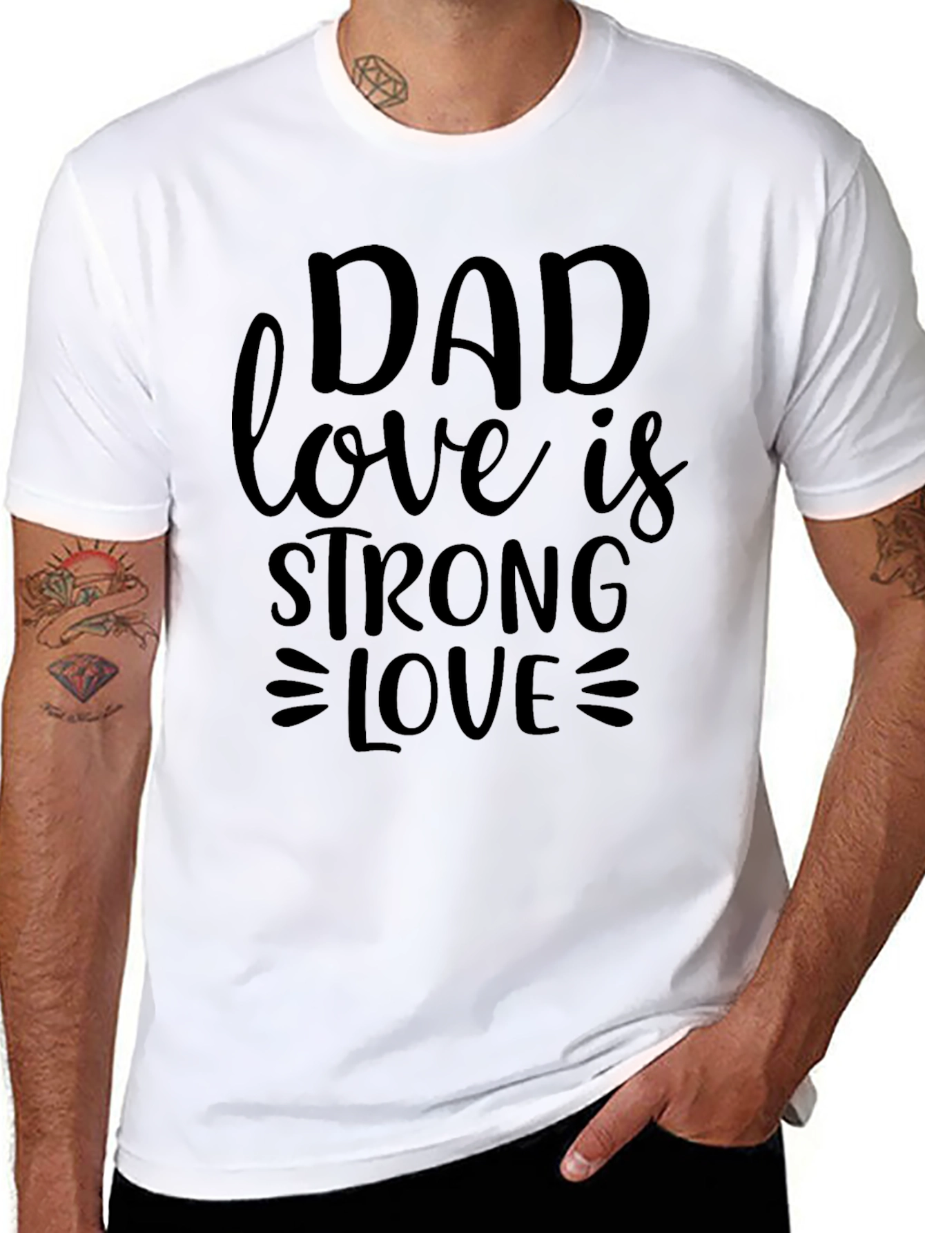 Dad Love is Strong Love Black T-Shirt