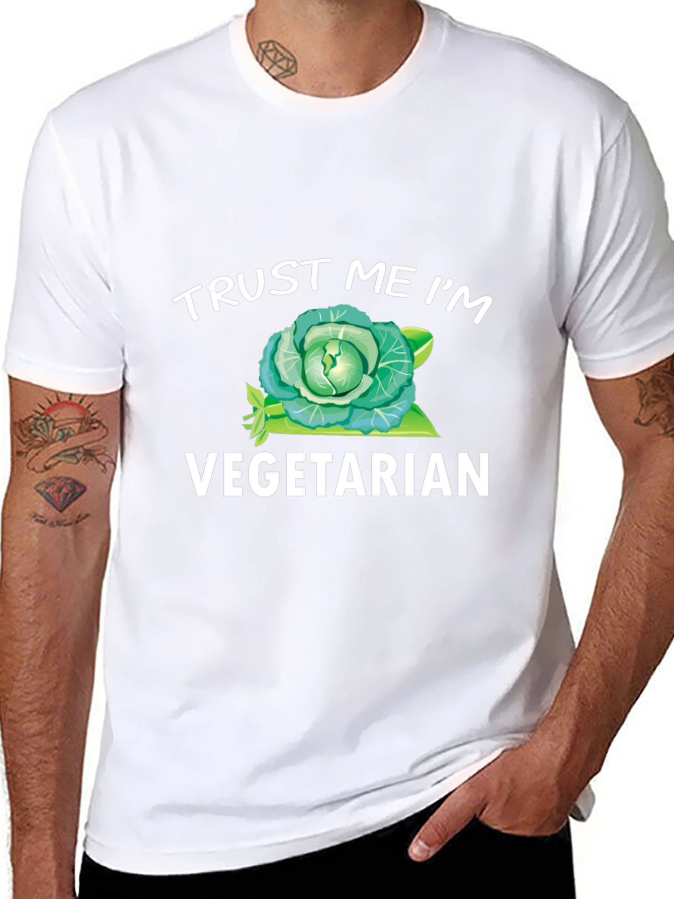 Trust Me Im Vegetarian T-Shirt Funny Cabbage Tee
