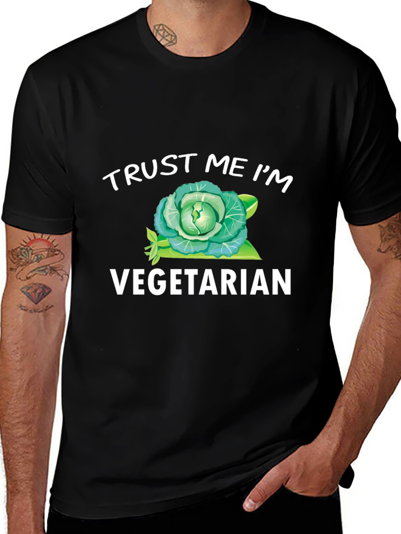 Trust Me Im Vegetarian T-Shirt Funny Cabbage Tee