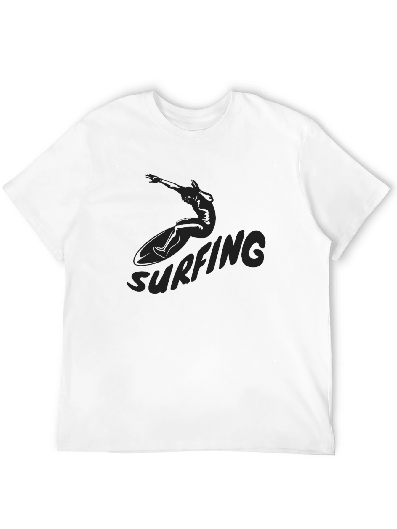 Black Surfing Graphic Tee for Men