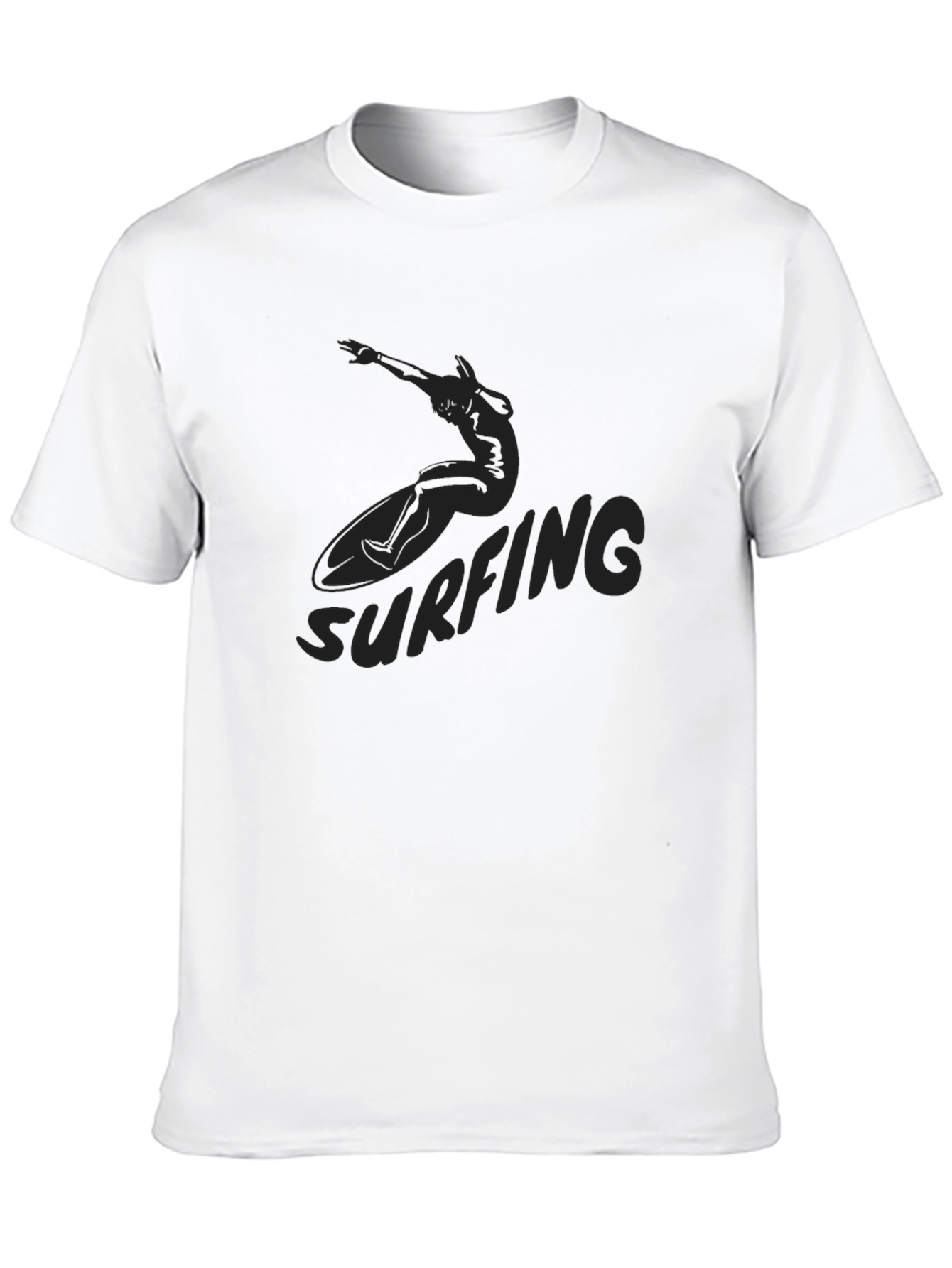 Black Surfing Graphic Tee for Men