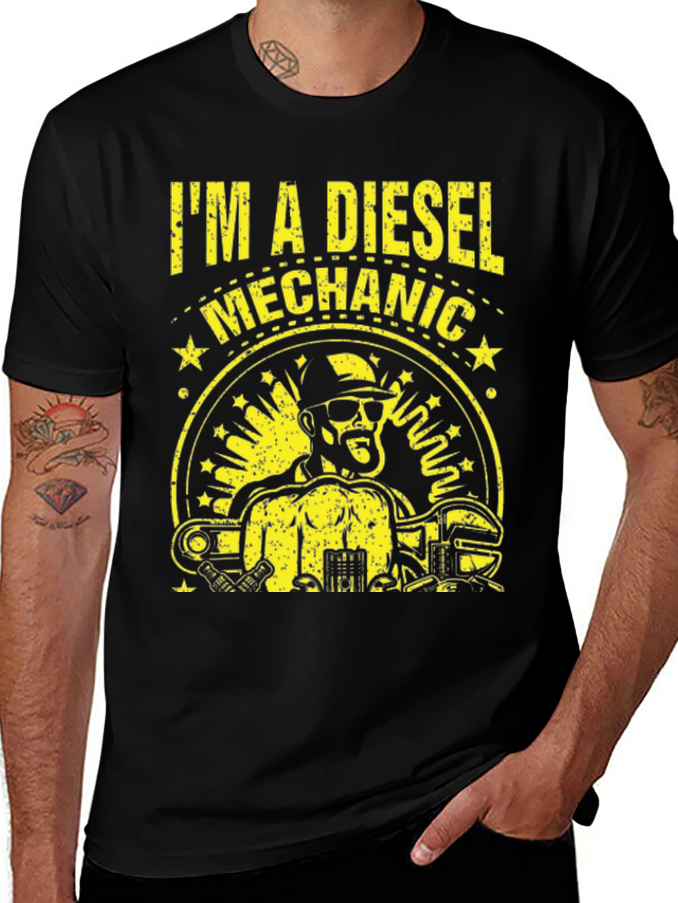 Diesel Mechanic T-Shirt - Black Cotton Tee