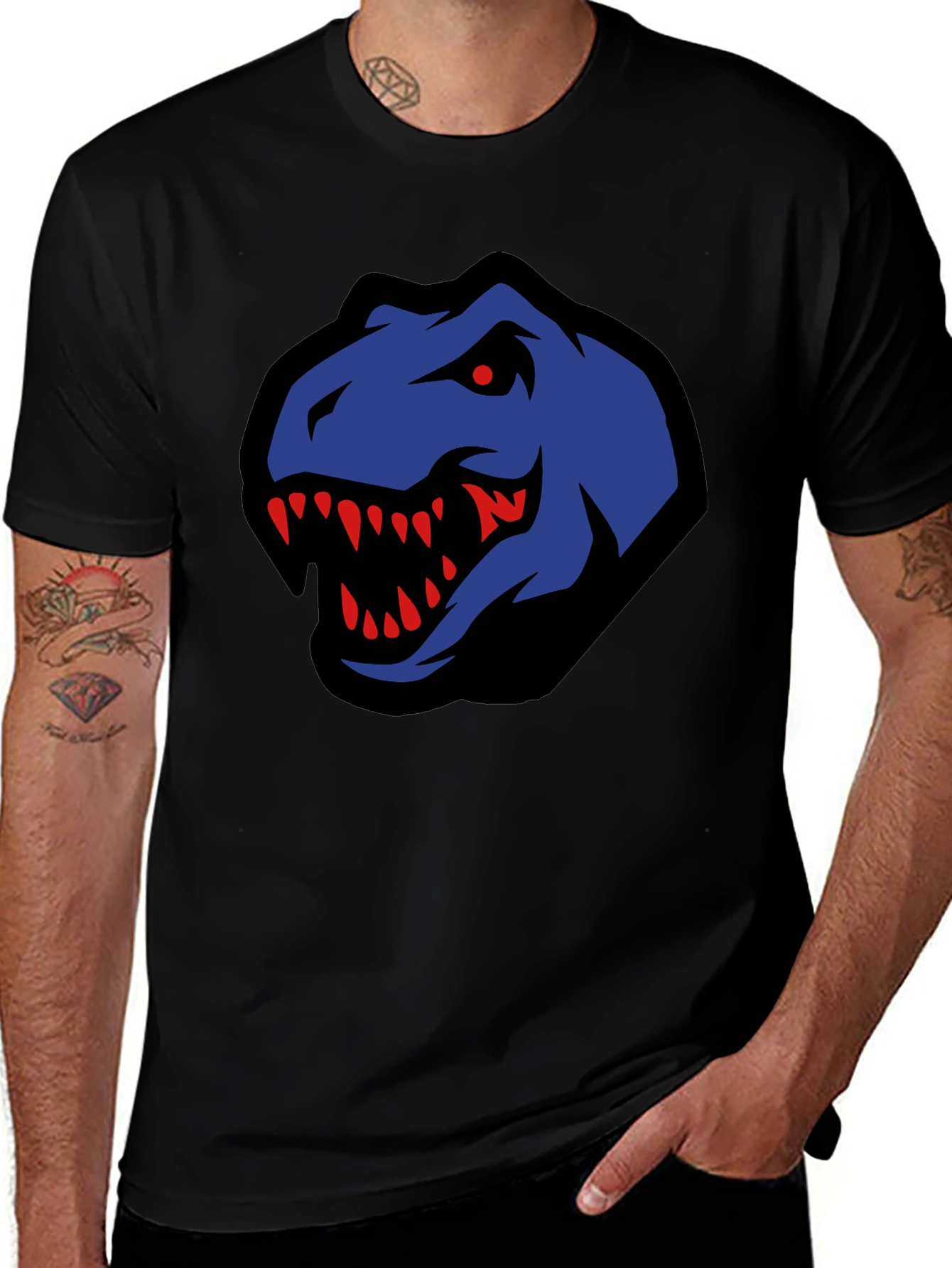 Dino Head Graphic Tee - Mens Black T-Shirt